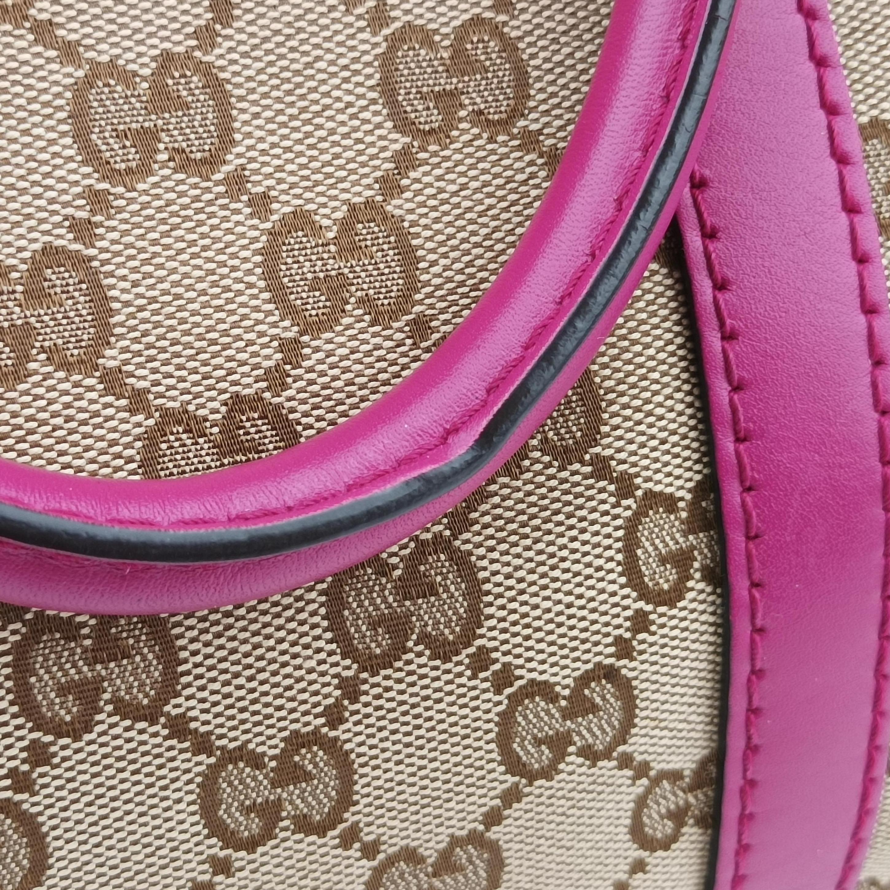 Secondhand Gucci Sherry Line beige×rose canvas×leather 247205 handbag | stylenewstar