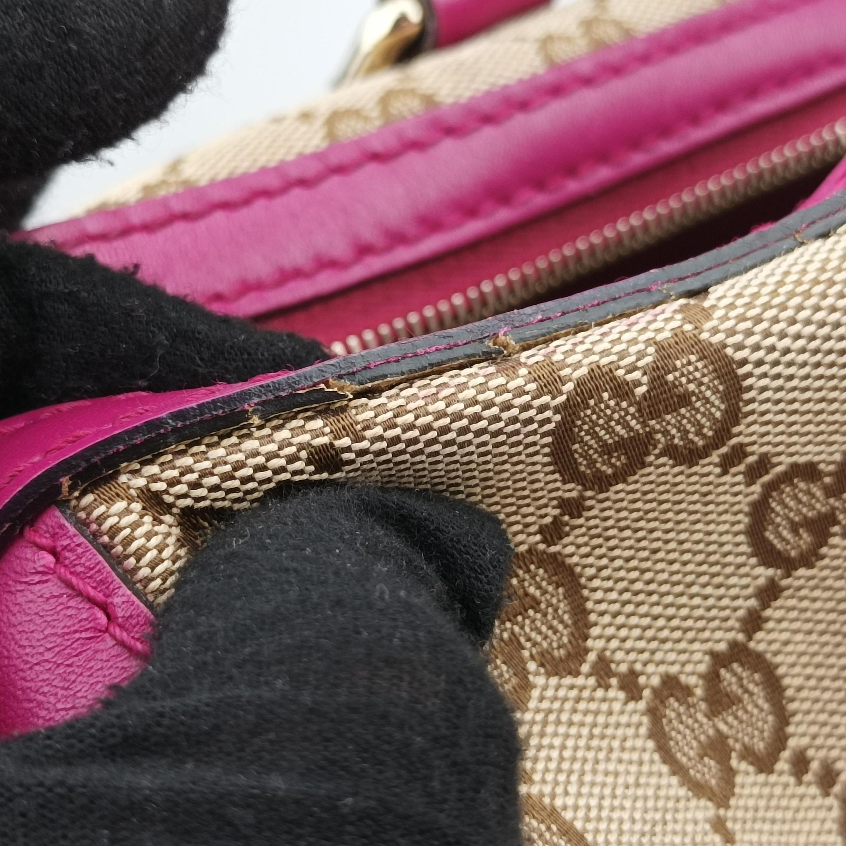 Secondhand Gucci Sherry Line beige×rose canvas×leather 247205 handbag | stylenewstar