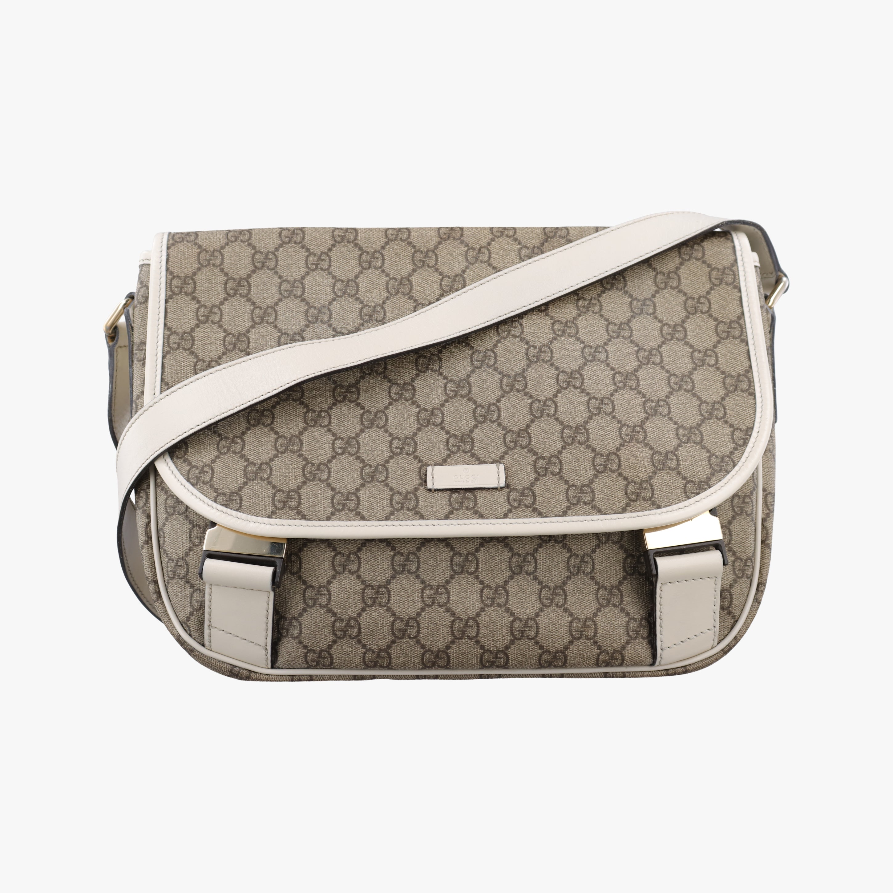 Pre-owned Gucci GG Plus Messenger Brown×White PVC coated canvas 201732 shoulderbag | stylenewstar