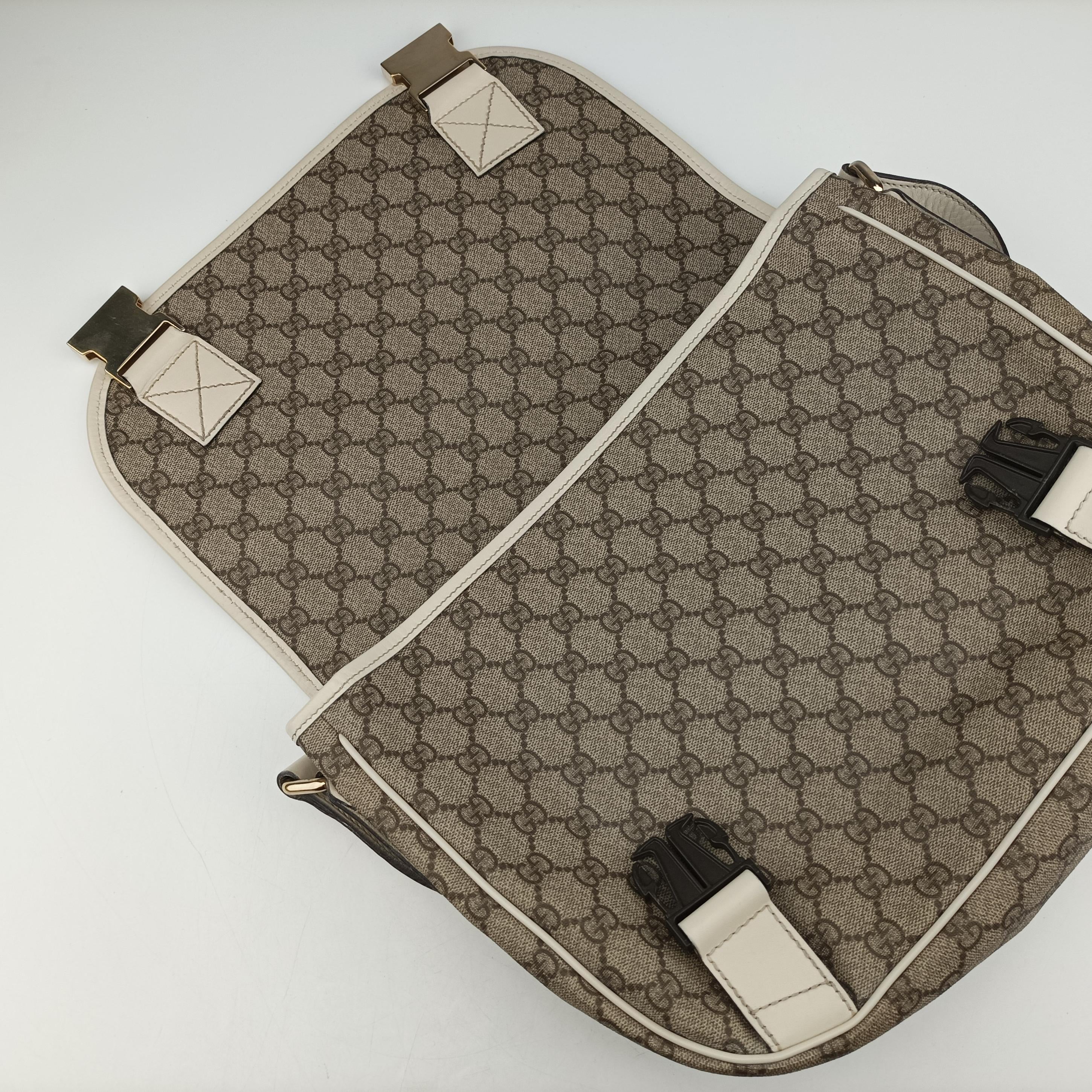 Pre-owned Gucci GG Plus Messenger Brown×White PVC coated canvas 201732 shoulderbag | stylenewstar