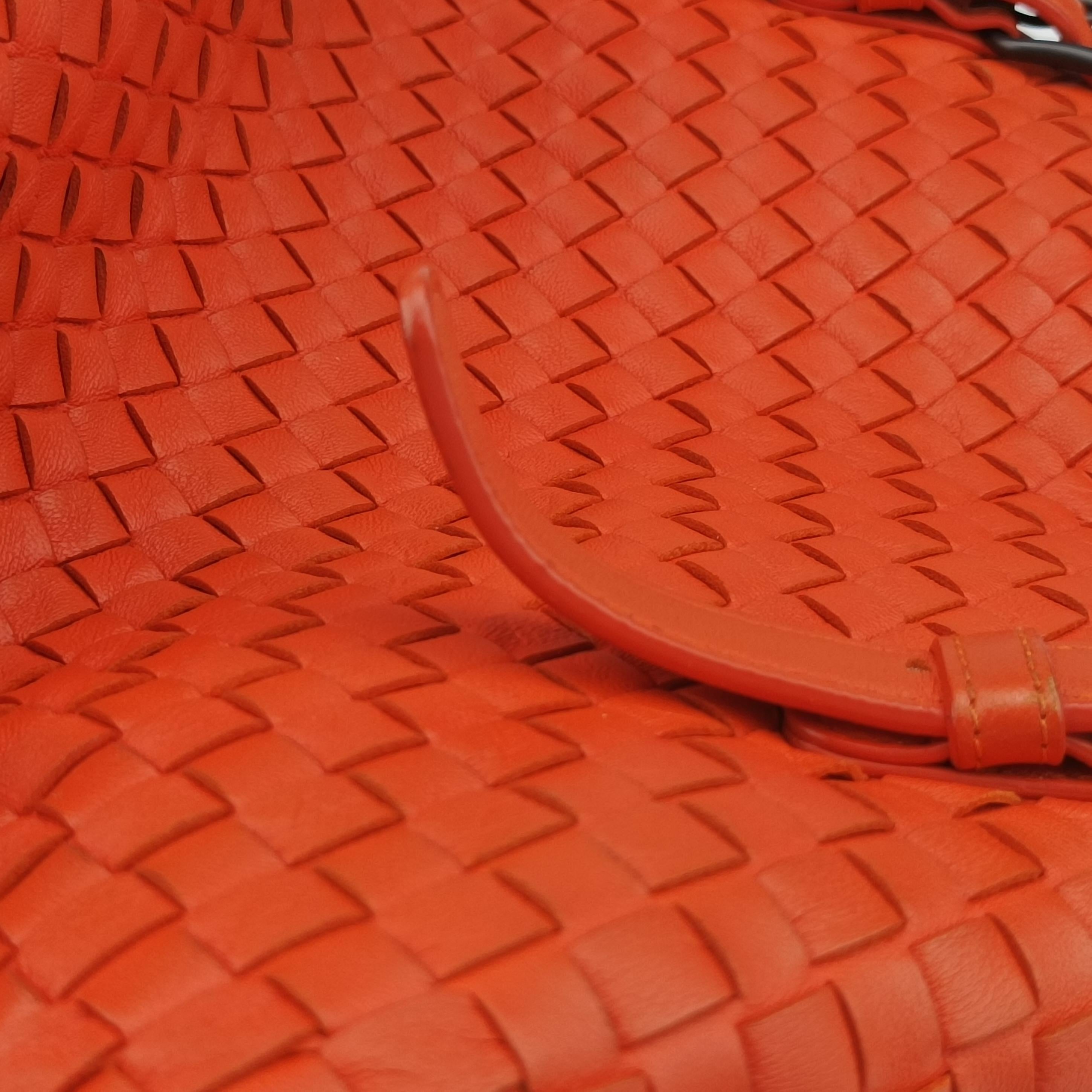 Pre-owned Bottega Veneta Cesta Intrecciato Orange lambskin  shoulderbag | stylenewstar