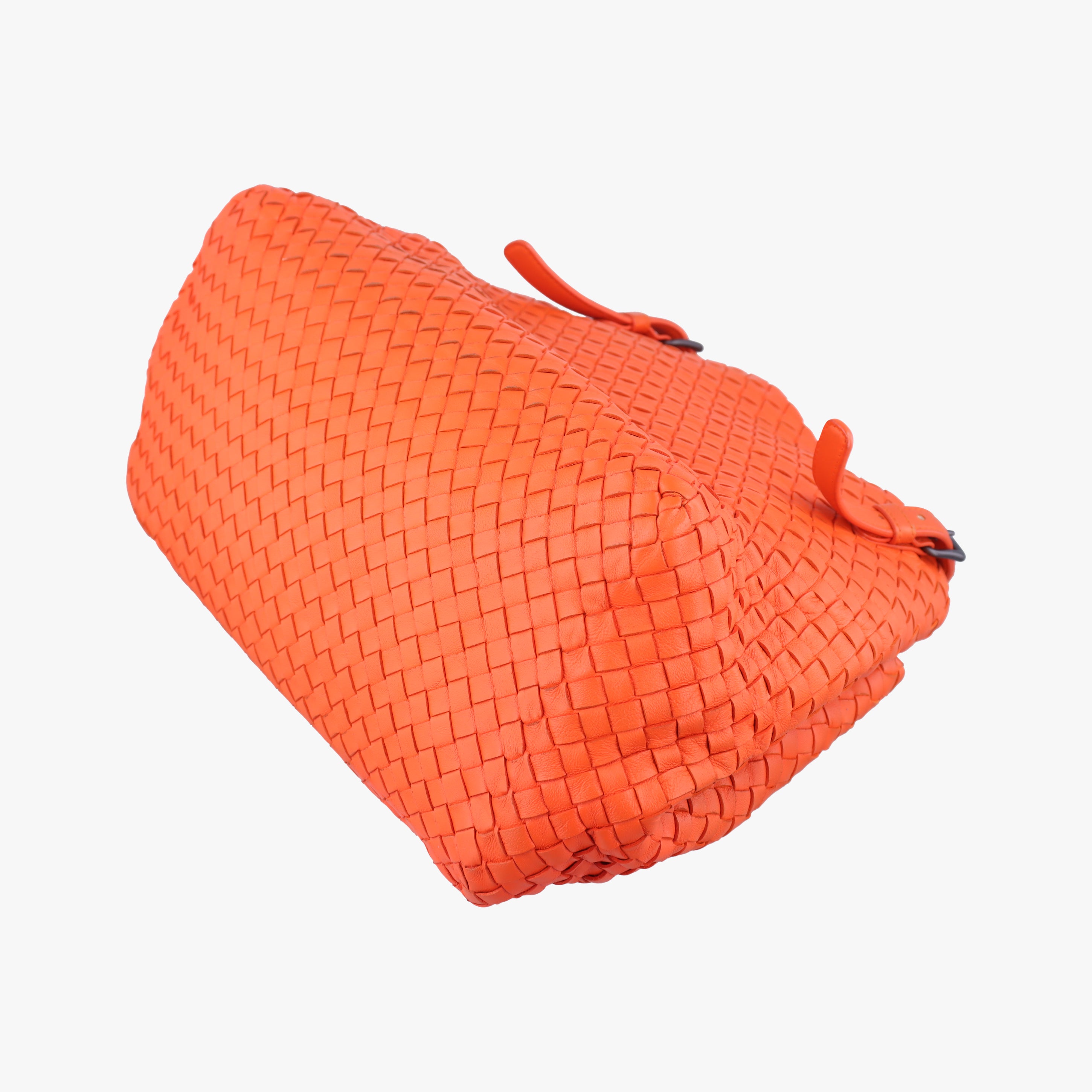 Pre-owned Bottega Veneta Cesta Intrecciato Orange lambskin  shoulderbag | stylenewstar