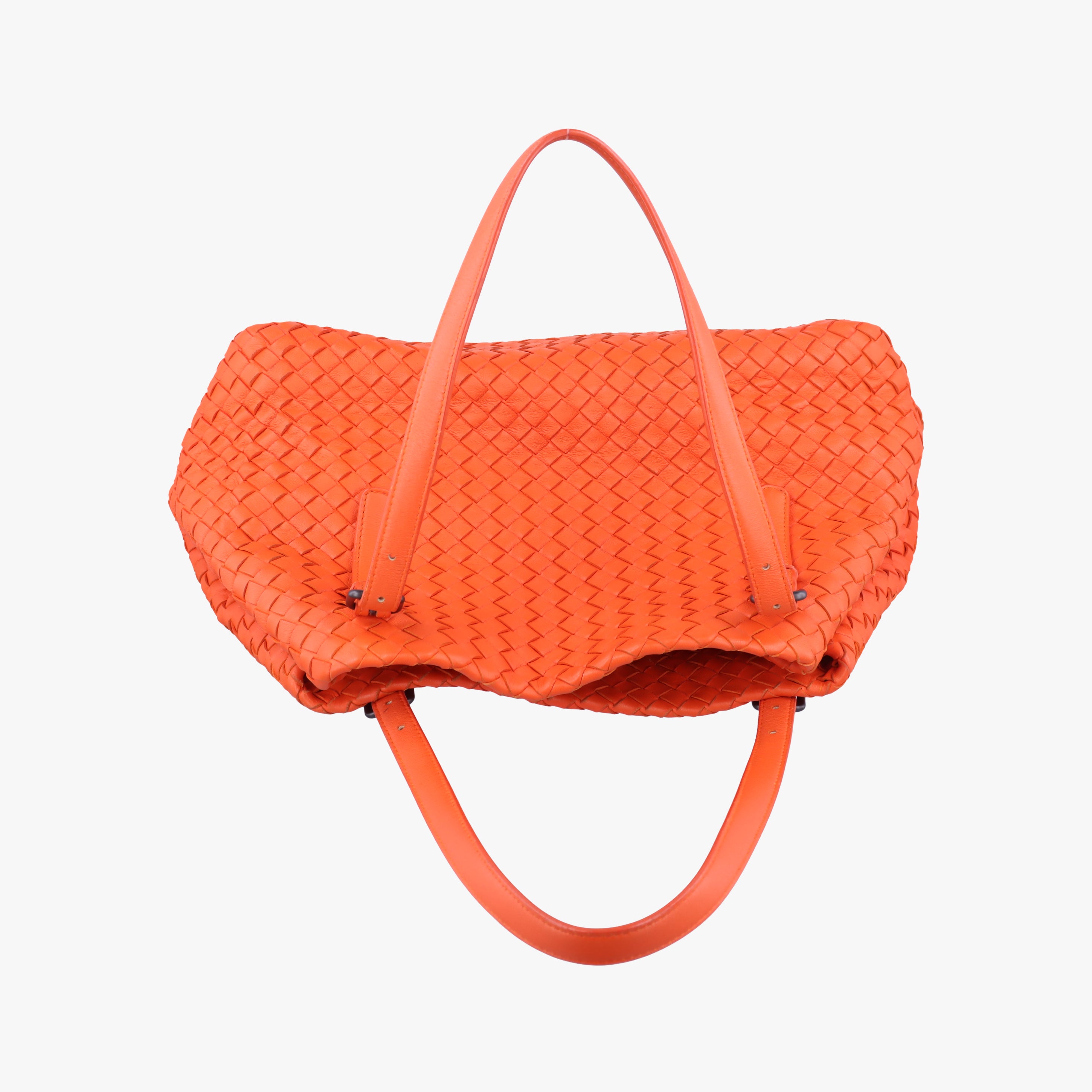 Pre-owned Bottega Veneta Cesta Intrecciato Orange lambskin  shoulderbag | stylenewstar