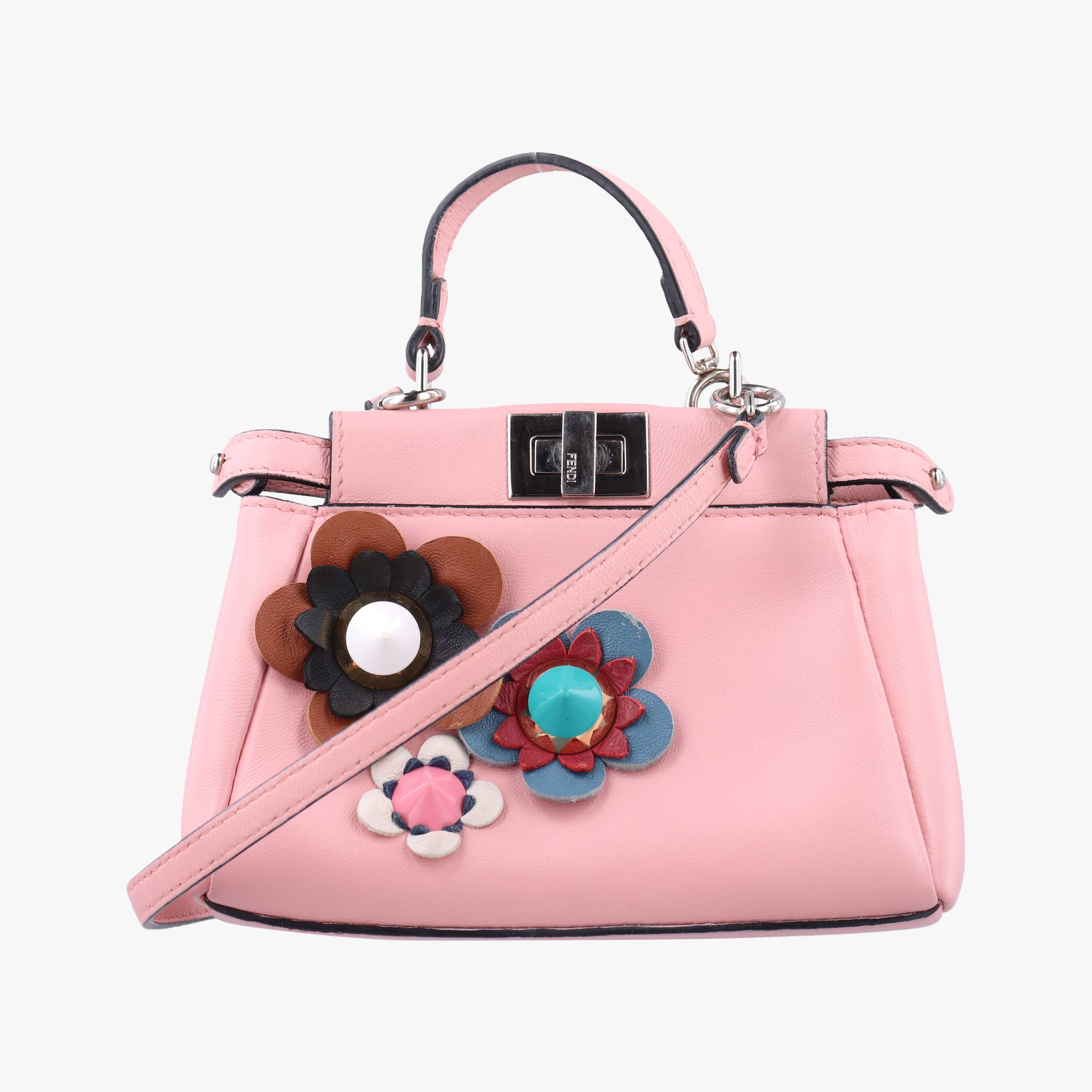Pre-owned Fendi micro Peekaboo Pink×multicolor Leather 8M0353 shoulderbag | stylenewstar