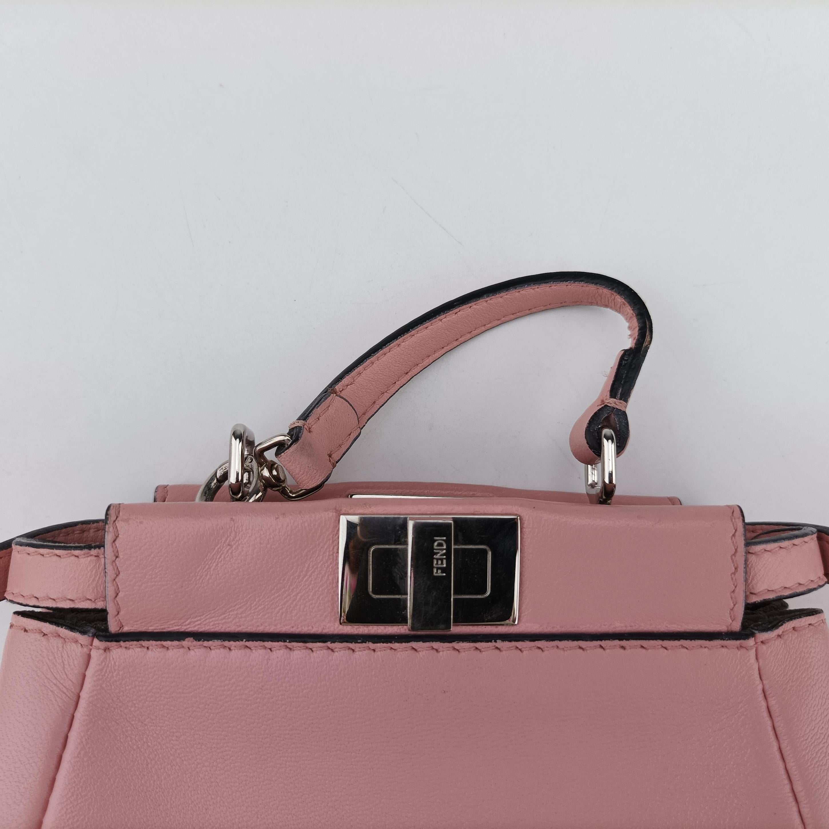 Pre-owned Fendi micro Peekaboo Pink×multicolor Leather 8M0353 shoulderbag | stylenewstar