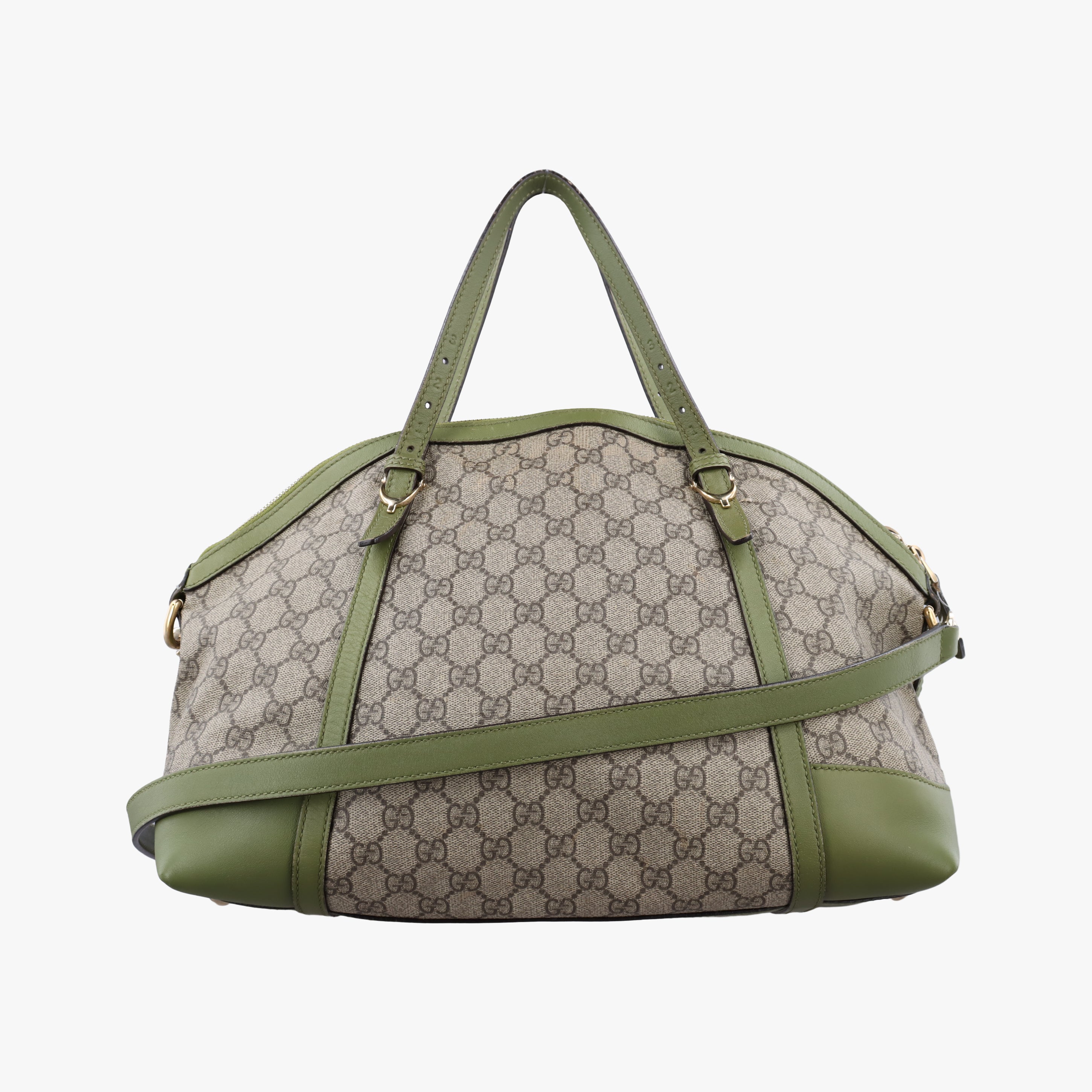 Pre-owned Gucci GG Supreme Medium Nice Dome Beige×green PVC coated canvas×Leather 309614 handbag | stylenewstar