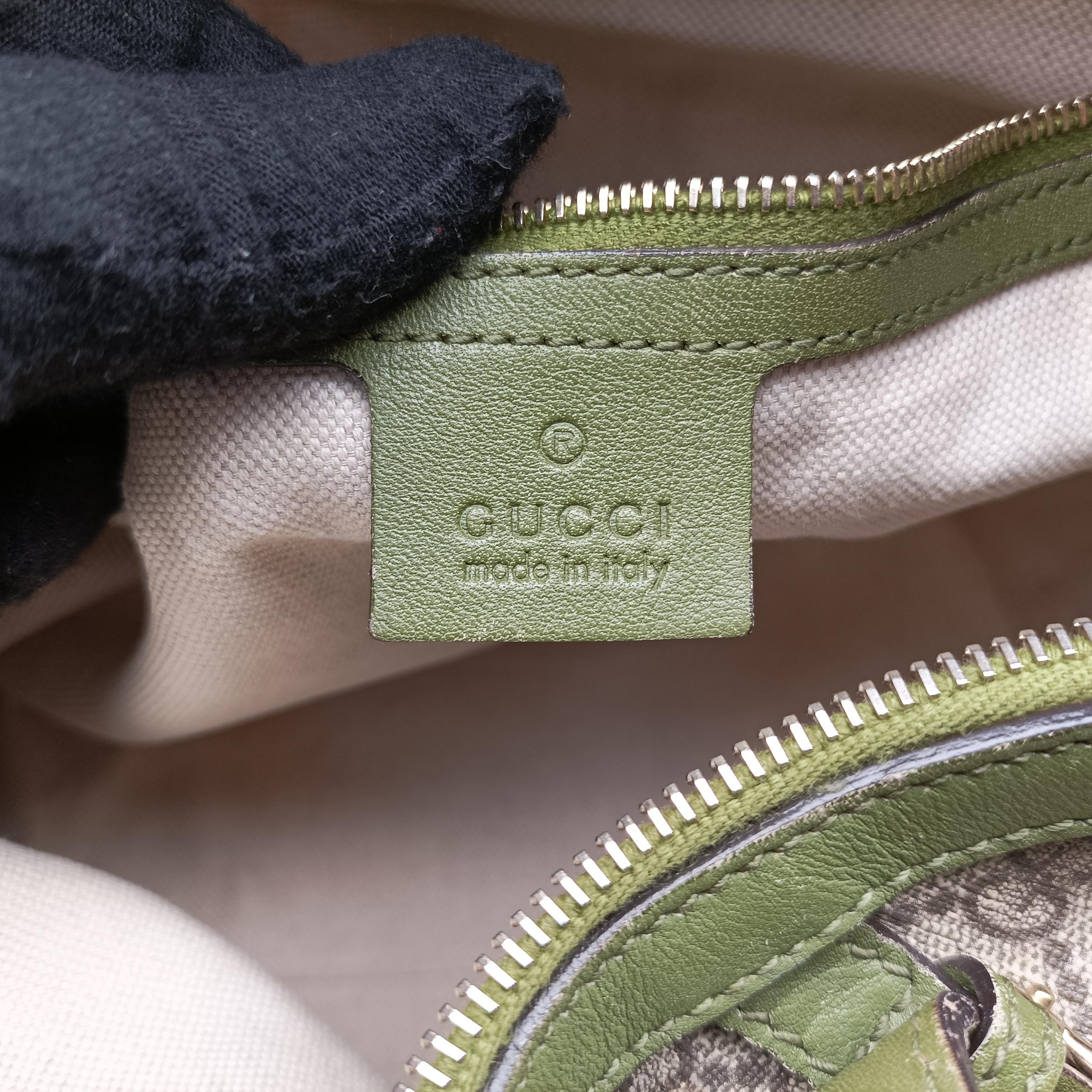 Pre-owned Gucci GG Supreme Medium Nice Dome Beige×green PVC coated canvas×Leather 309614 handbag | stylenewstar