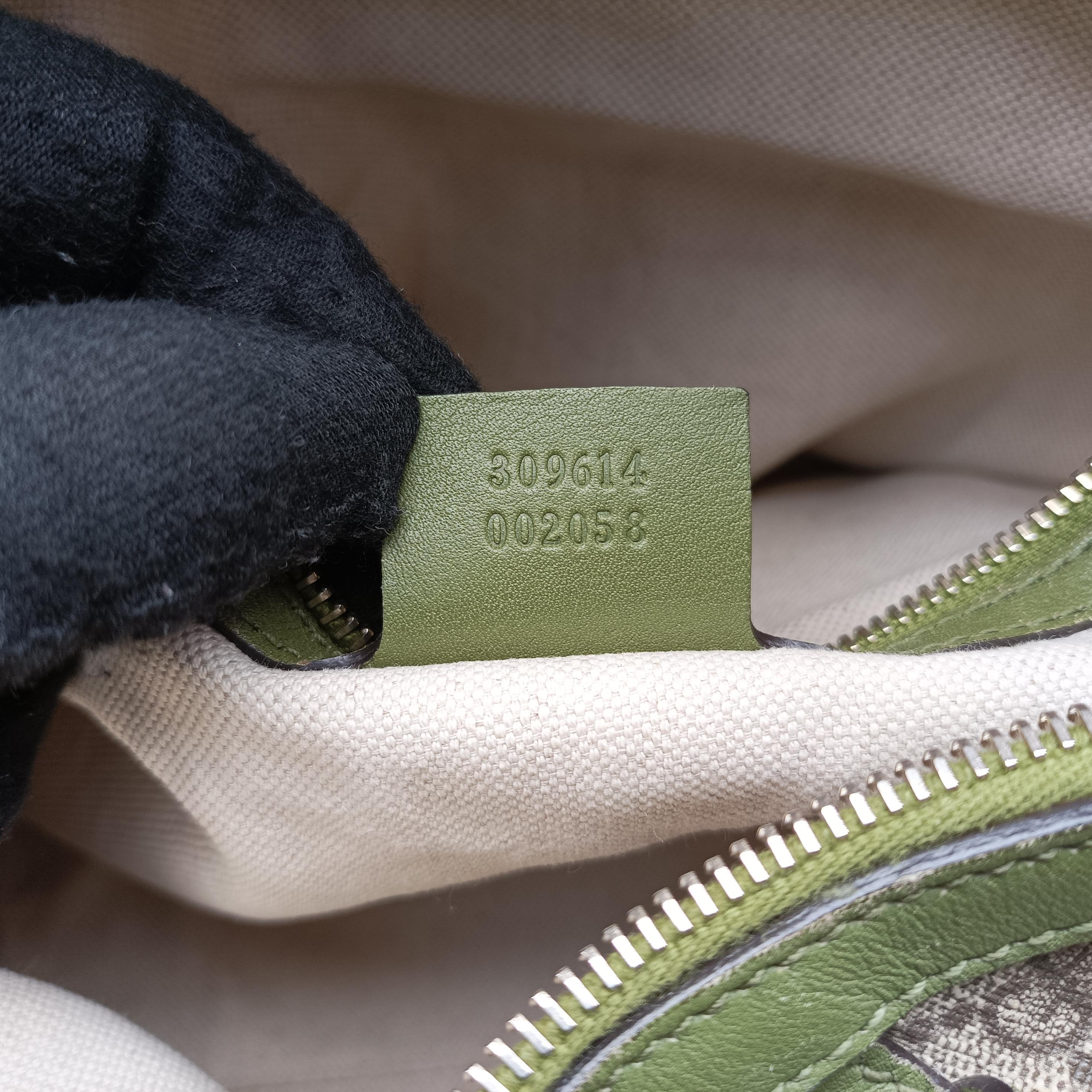 Pre-owned Gucci GG Supreme Medium Nice Dome Beige×green PVC coated canvas×Leather 309614 handbag | stylenewstar