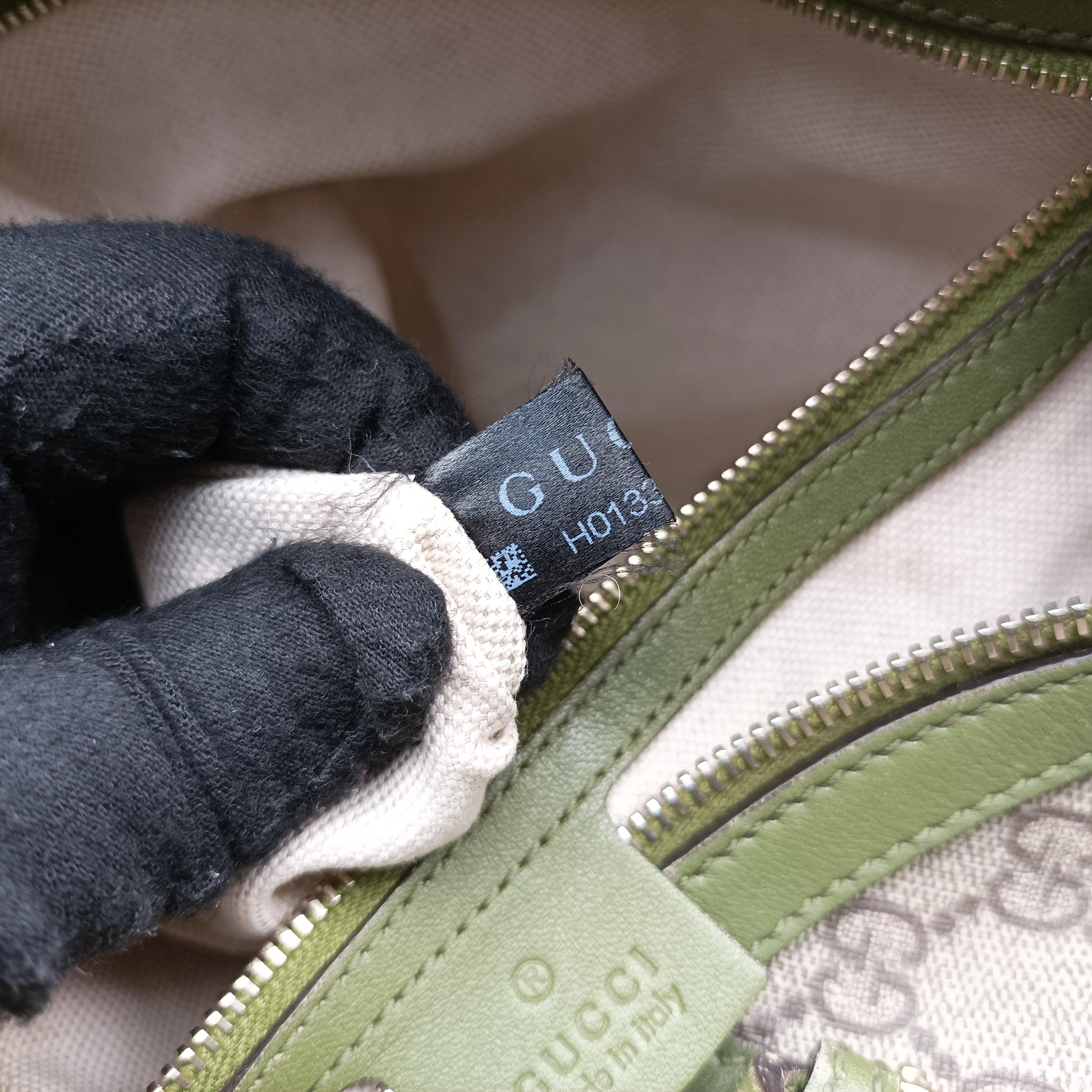 Pre-owned Gucci GG Supreme Medium Nice Dome Beige×green PVC coated canvas×Leather 309614 handbag | stylenewstar