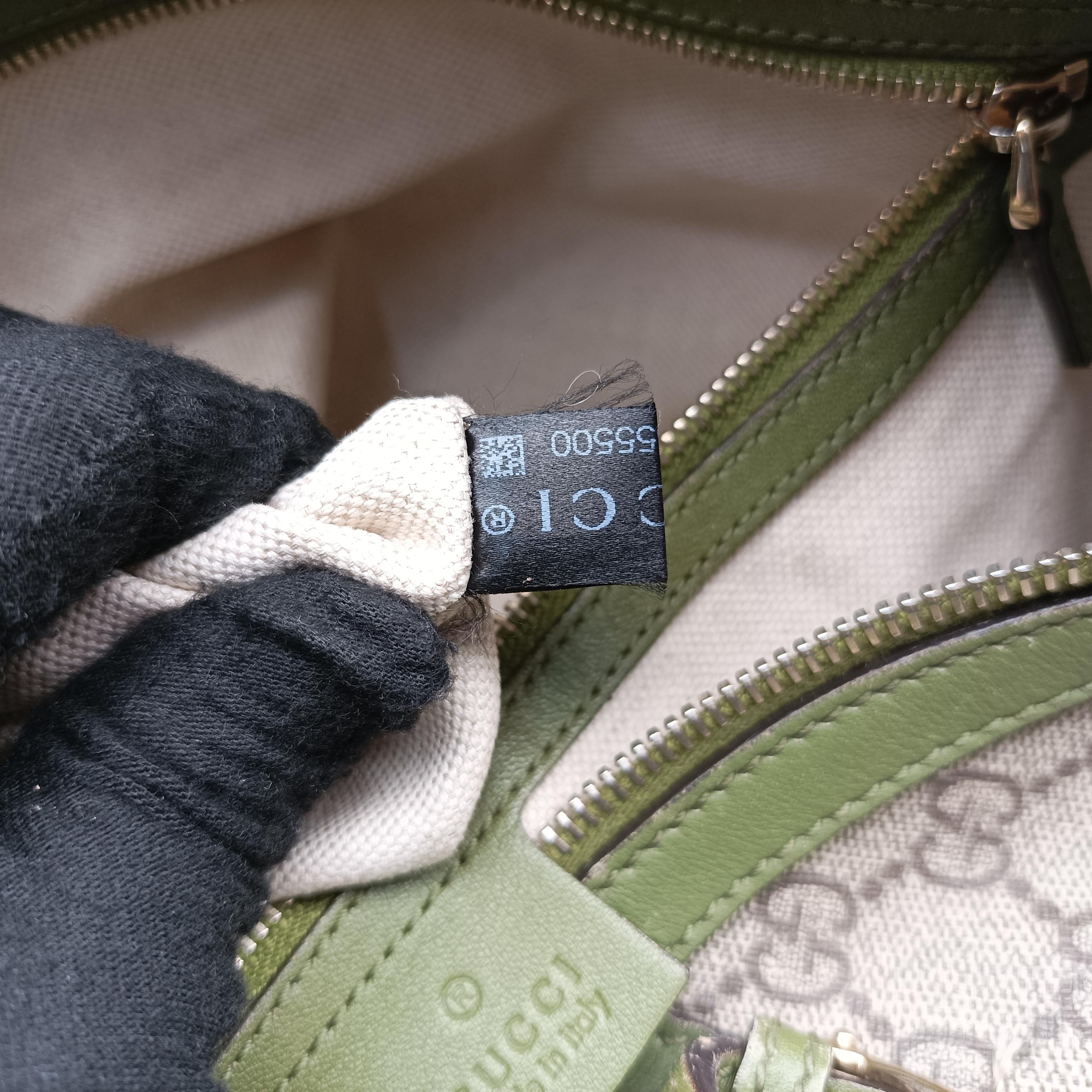 Pre-owned Gucci GG Supreme Medium Nice Dome Beige×green PVC coated canvas×Leather 309614 handbag | stylenewstar