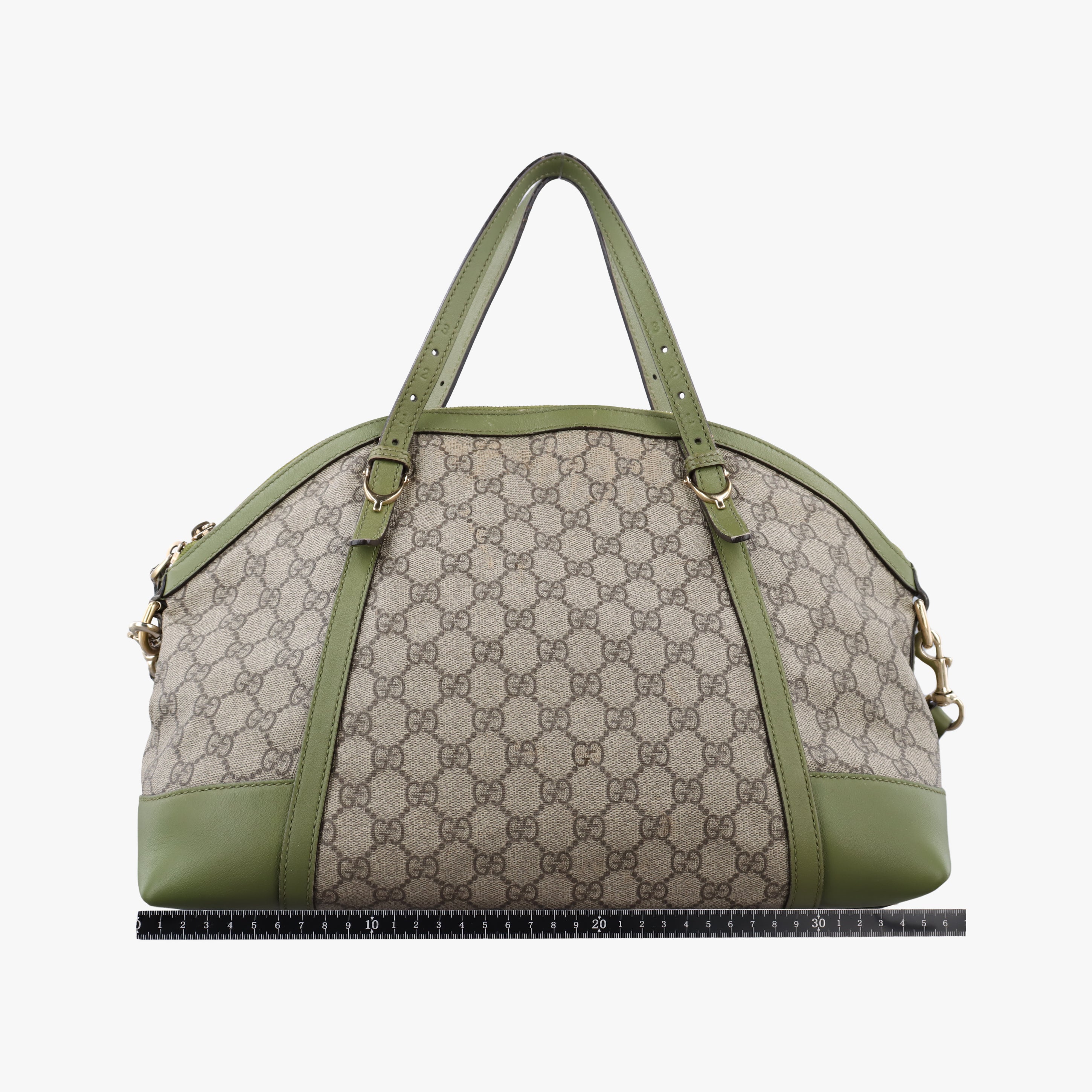 Pre-owned Gucci GG Supreme Medium Nice Dome Beige×green PVC coated canvas×Leather 309614 handbag | stylenewstar