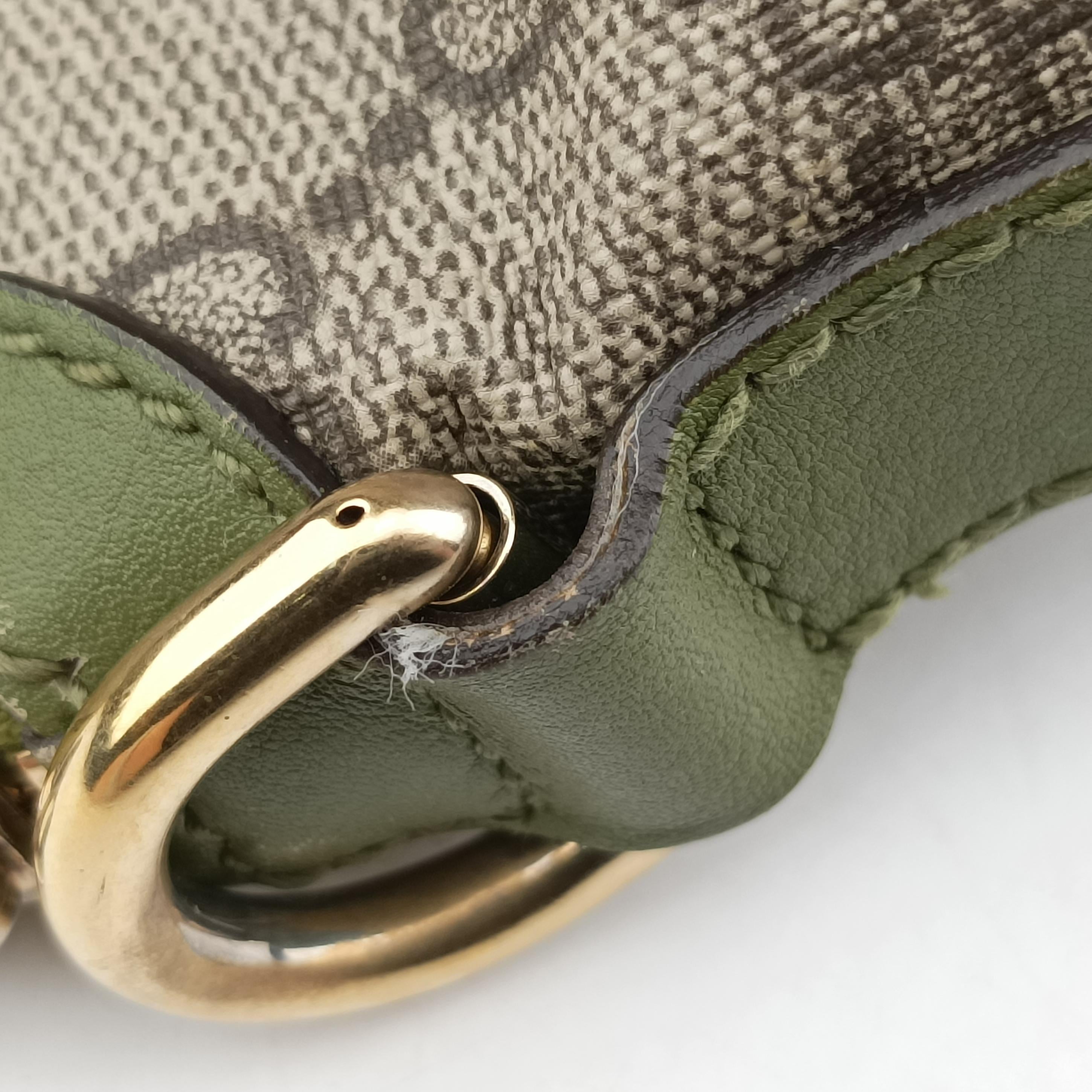 Pre-owned Gucci GG Supreme Medium Nice Dome Beige×green PVC coated canvas×Leather 309614 handbag | stylenewstar
