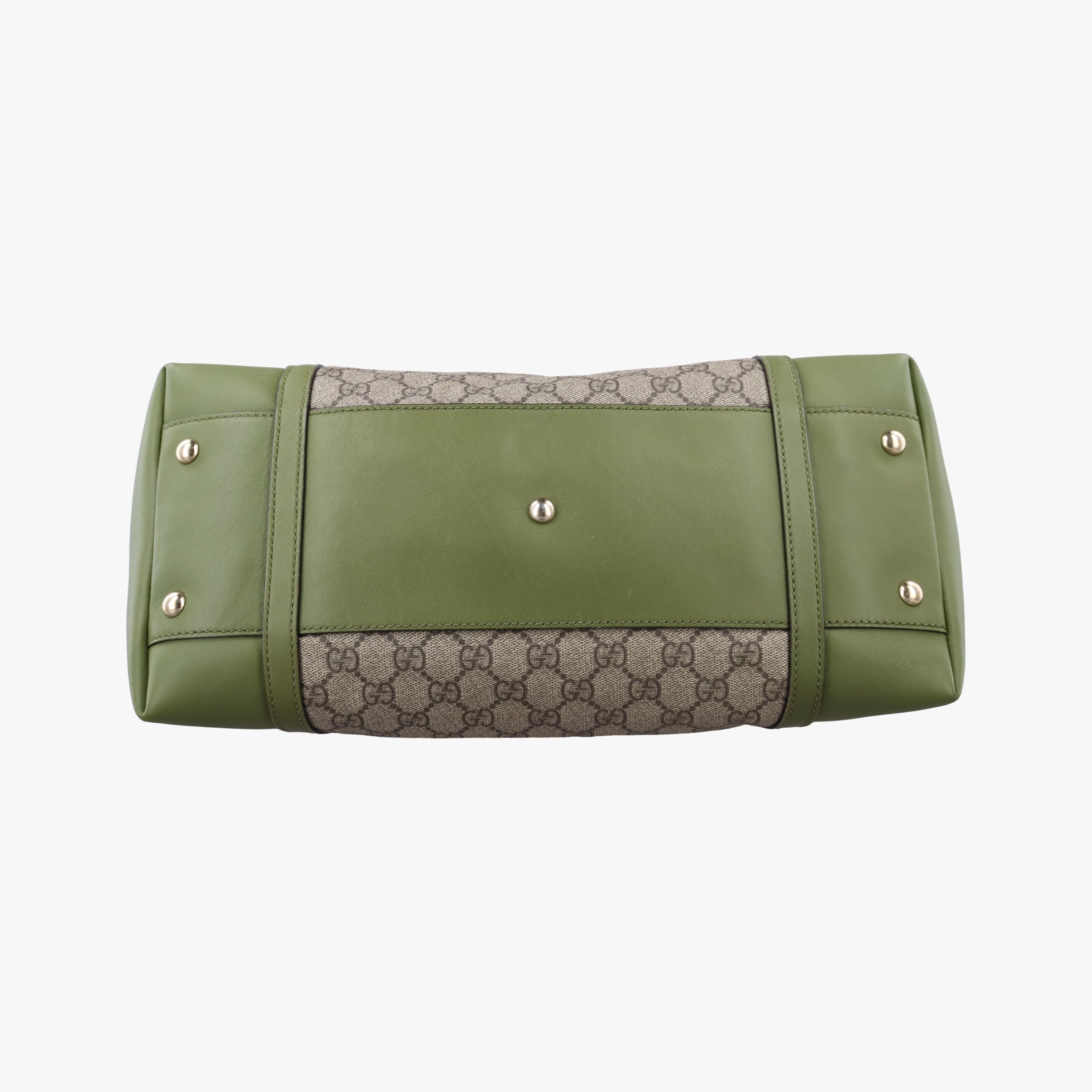 Pre-owned Gucci GG Supreme Medium Nice Dome Beige×green PVC coated canvas×Leather 309614 handbag | stylenewstar
