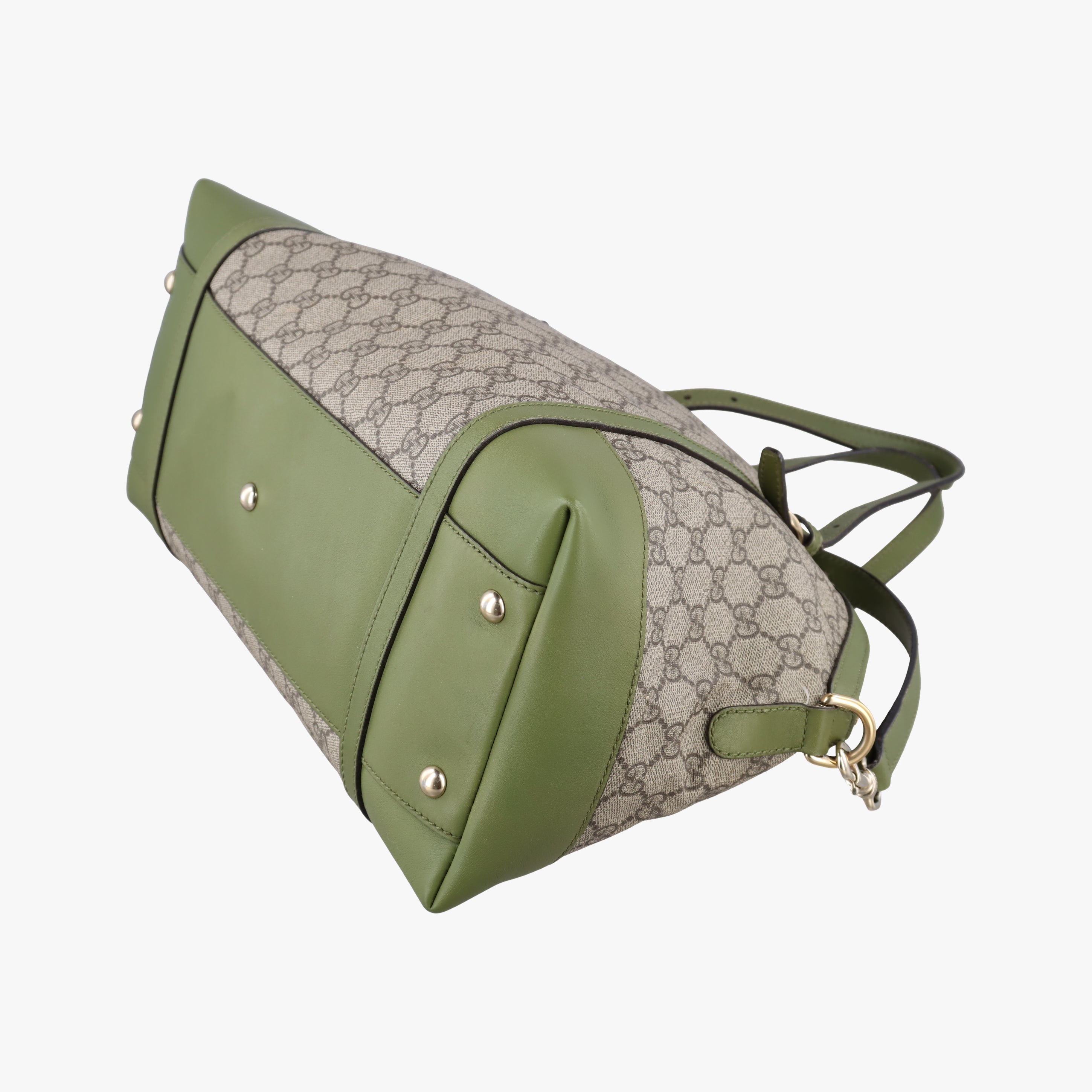 Pre-owned Gucci GG Supreme Medium Nice Dome Beige×green PVC coated canvas×Leather 309614 handbag | stylenewstar