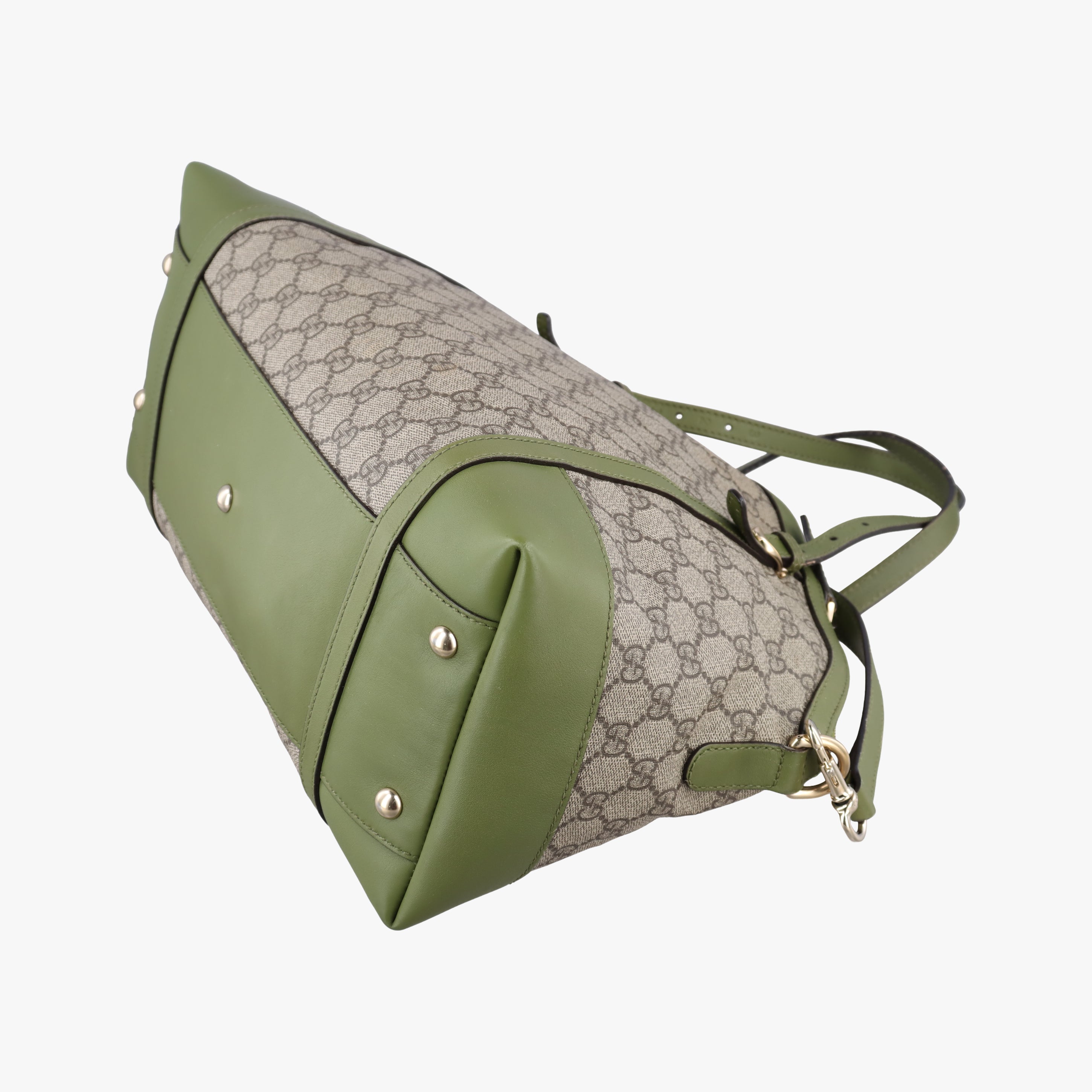 Pre-owned Gucci GG Supreme Medium Nice Dome Beige×green PVC coated canvas×Leather 309614 handbag | stylenewstar