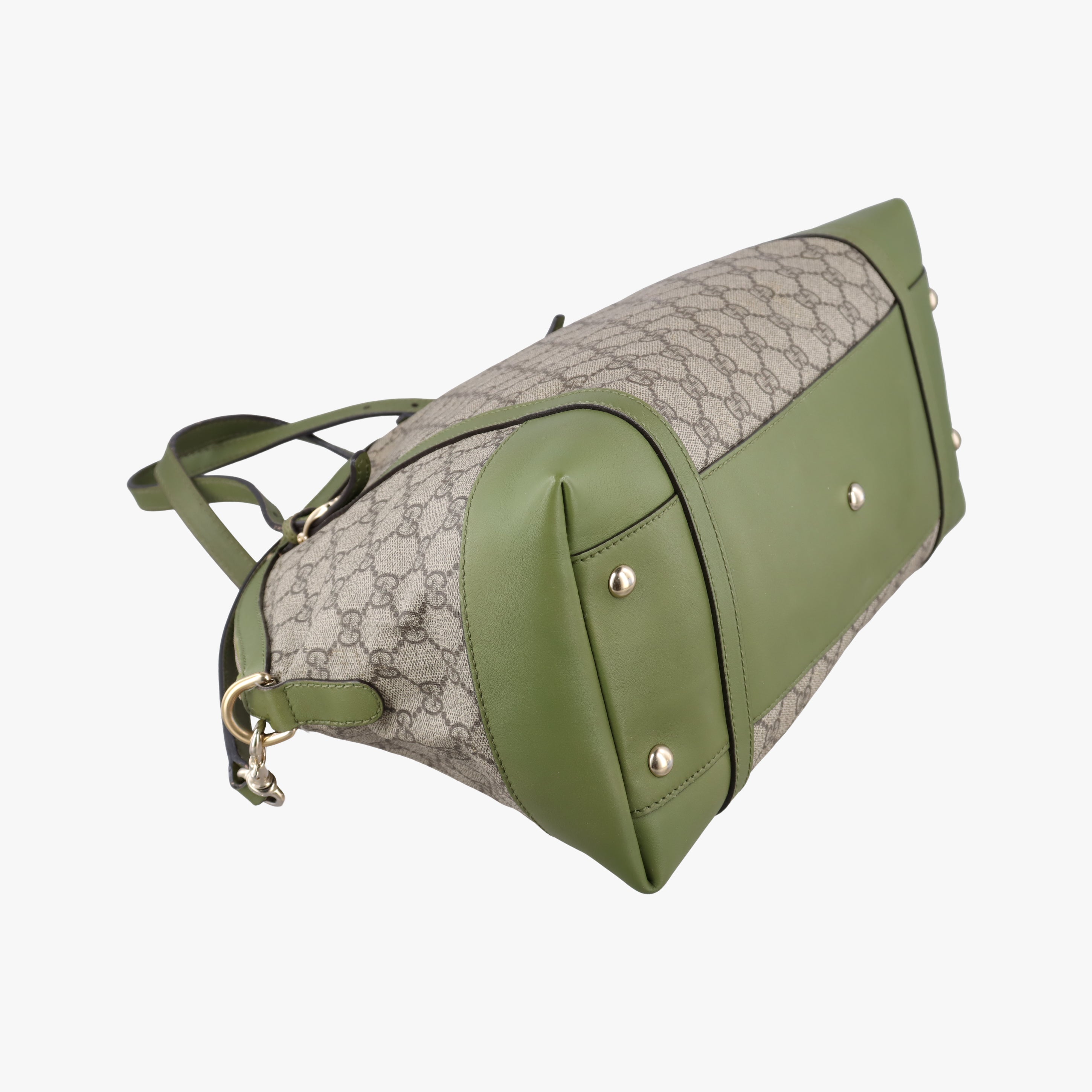 Pre-owned Gucci GG Supreme Medium Nice Dome Beige×green PVC coated canvas×Leather 309614 handbag | stylenewstar