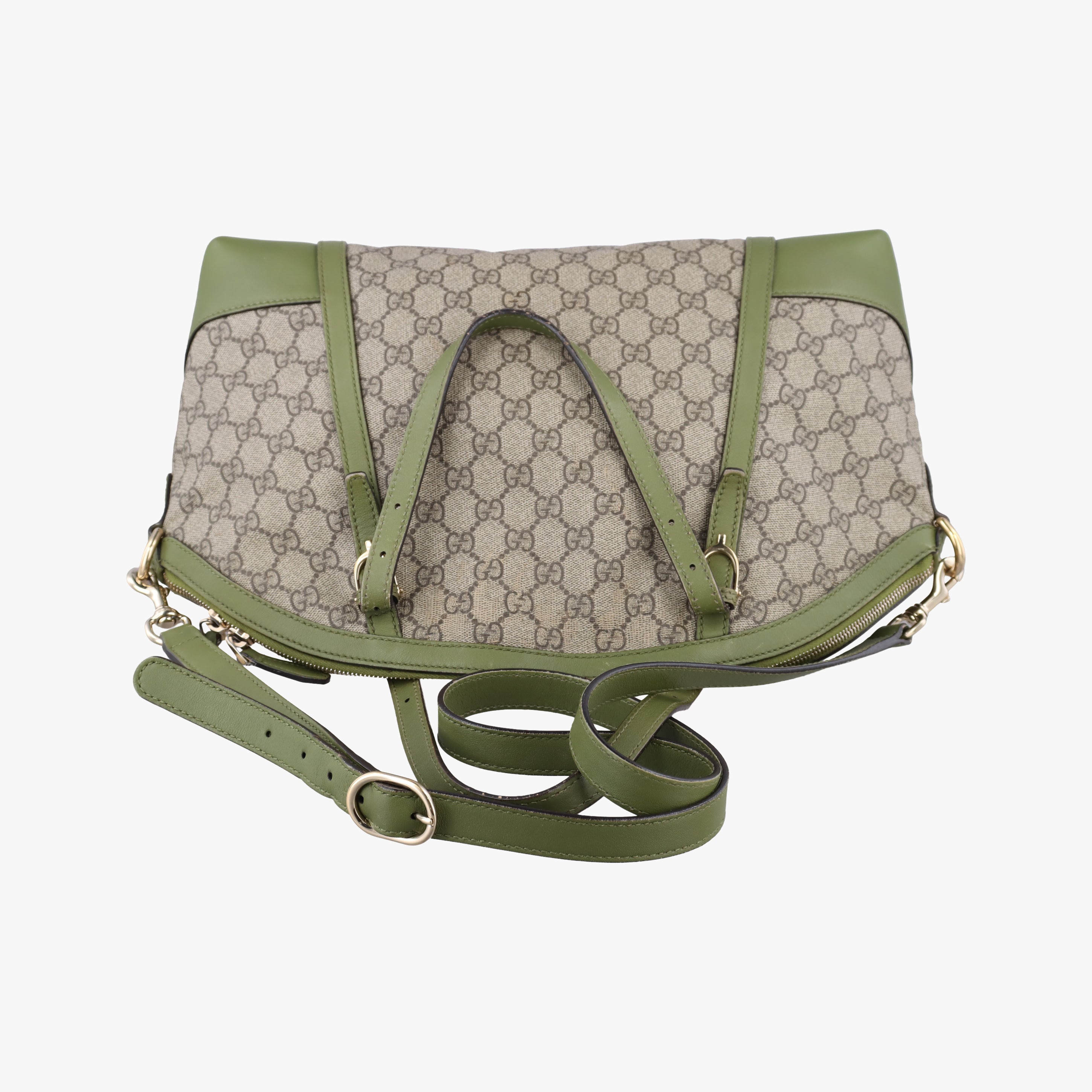 Pre-owned Gucci GG Supreme Medium Nice Dome Beige×green PVC coated canvas×Leather 309614 handbag | stylenewstar