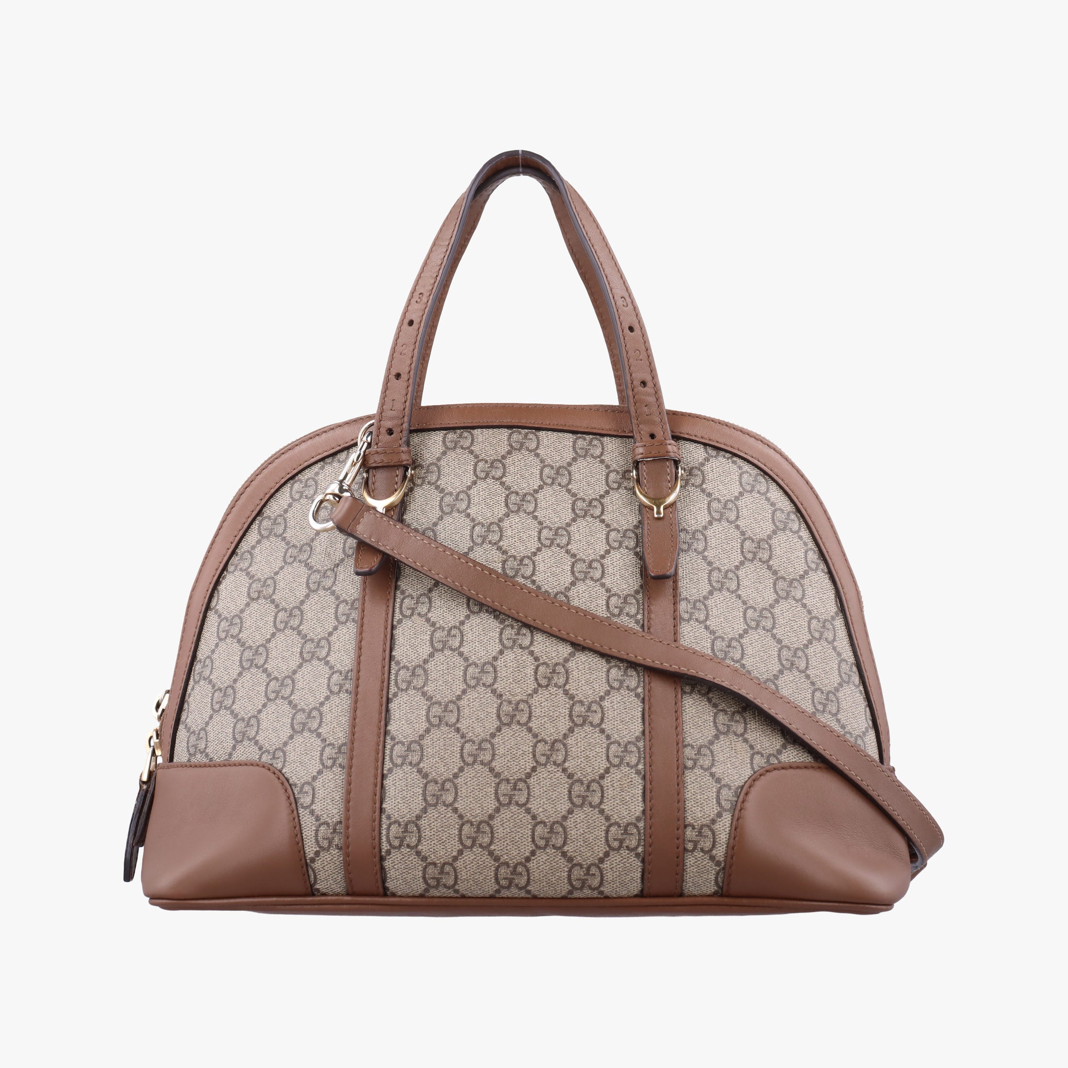 Vintage Gucci GG SUPREME DOME Brown PVC coated canvas×Leather 309617 shoulderbag | stylenewstar