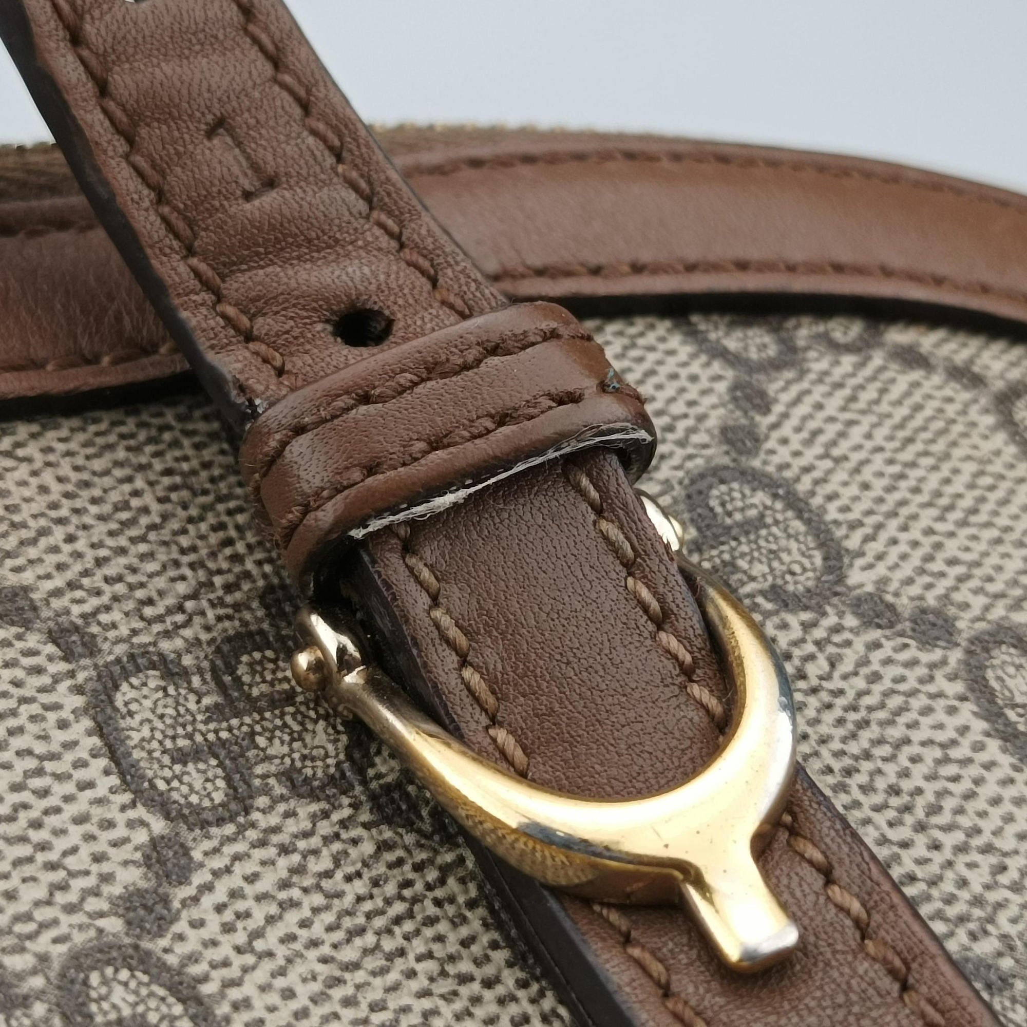Vintage Gucci GG SUPREME DOME Brown PVC coated canvas×Leather 309617 shoulderbag | stylenewstar