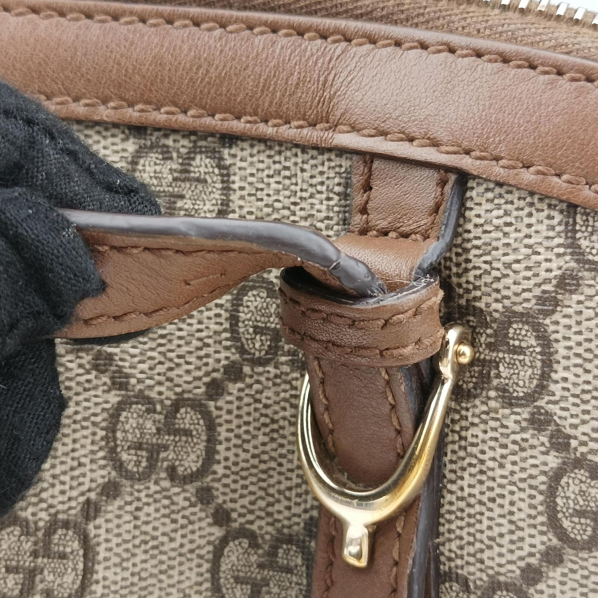 Vintage Gucci GG SUPREME DOME Brown PVC coated canvas×Leather 309617 shoulderbag | stylenewstar