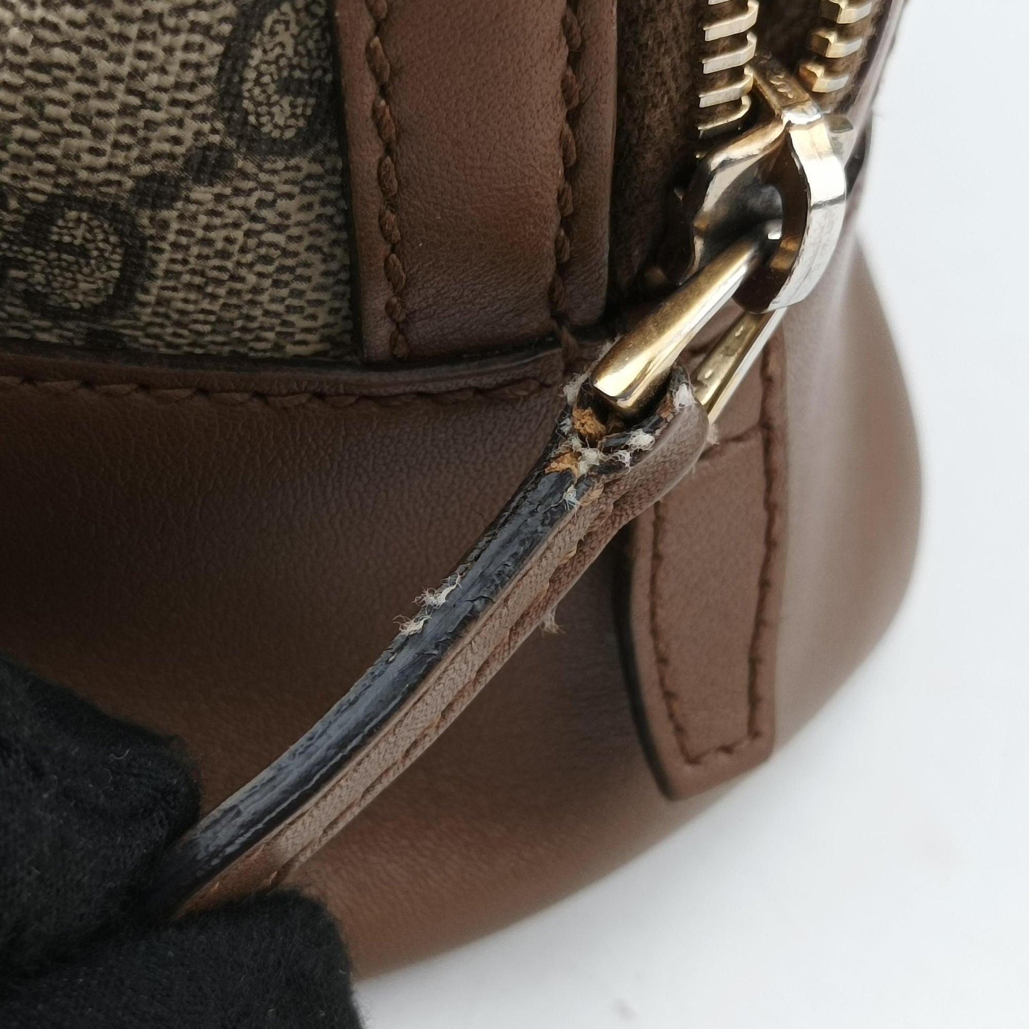 Vintage Gucci GG SUPREME DOME Brown PVC coated canvas×Leather 309617 shoulderbag | stylenewstar