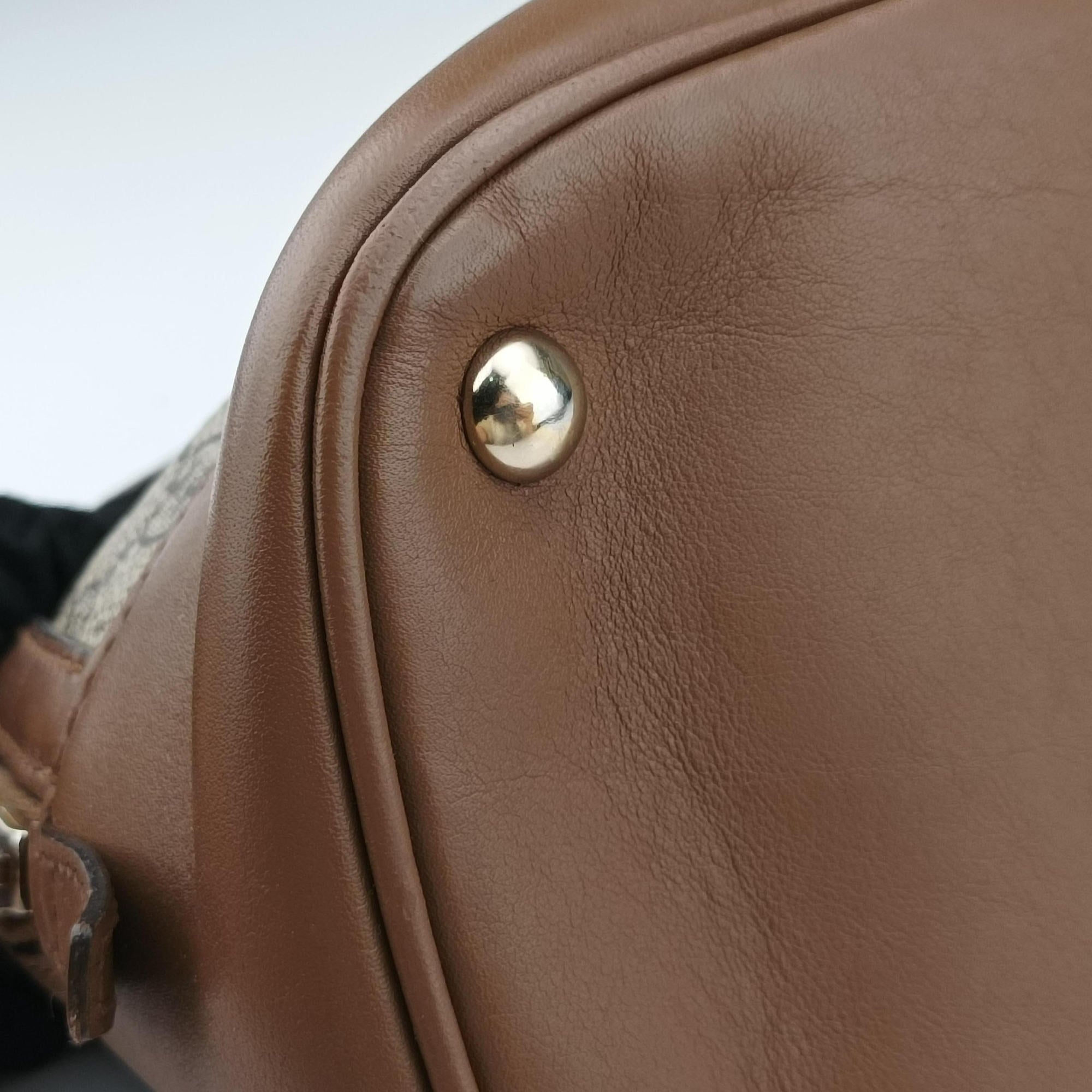 Vintage Gucci GG SUPREME DOME Brown PVC coated canvas×Leather 309617 shoulderbag | stylenewstar