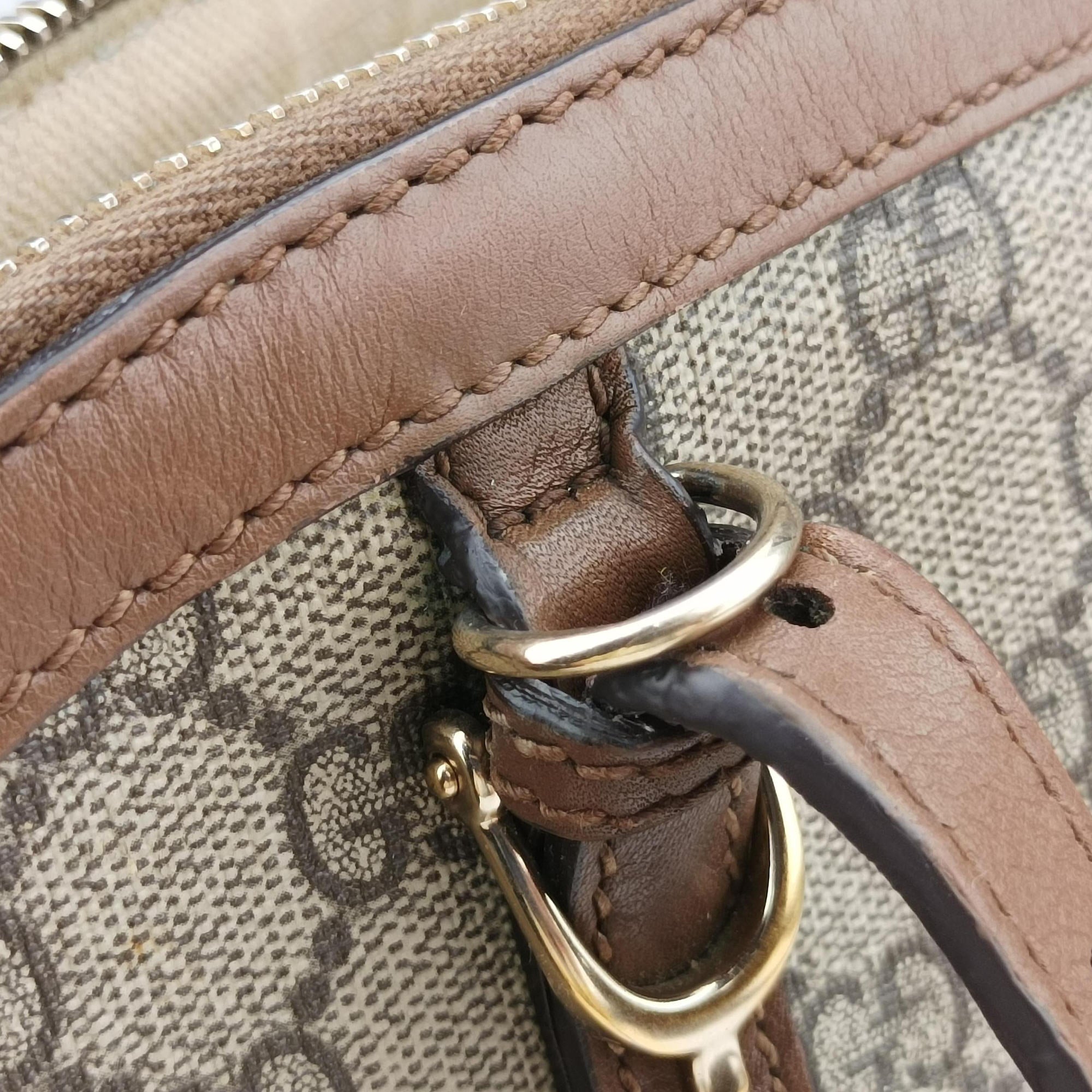 Vintage Gucci GG SUPREME DOME Brown PVC coated canvas×Leather 309617 shoulderbag | stylenewstar
