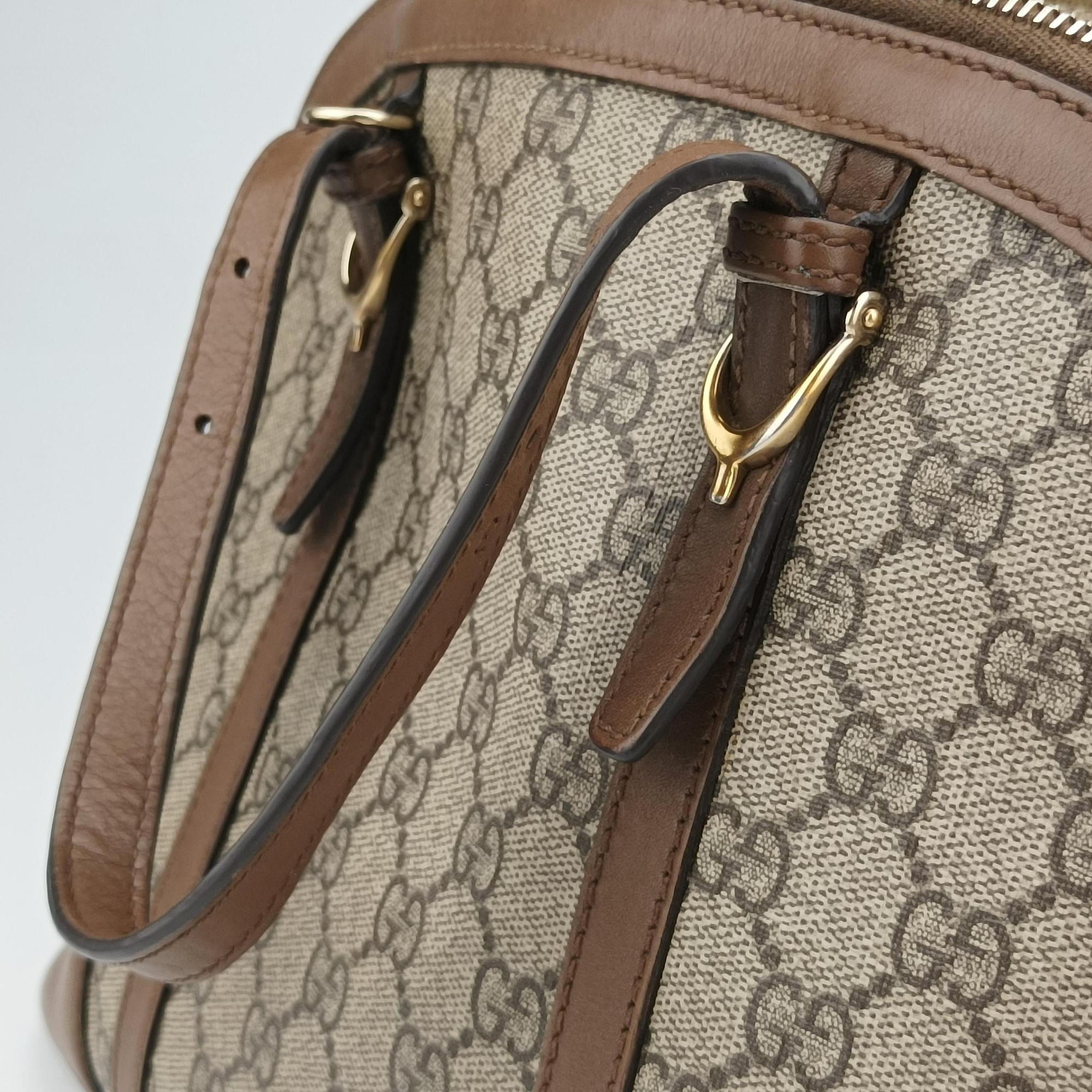 Vintage Gucci GG SUPREME DOME Brown PVC coated canvas×Leather 309617 shoulderbag | stylenewstar