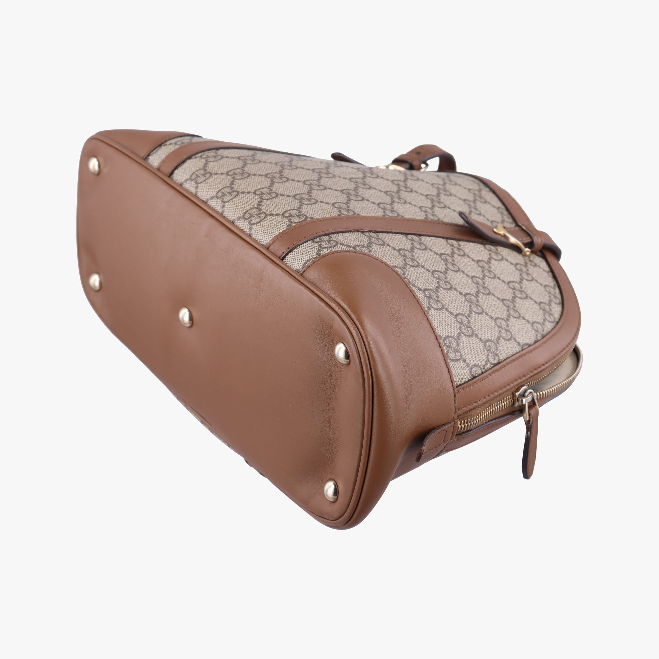 Vintage Gucci GG SUPREME DOME Brown PVC coated canvas×Leather 309617 shoulderbag | stylenewstar