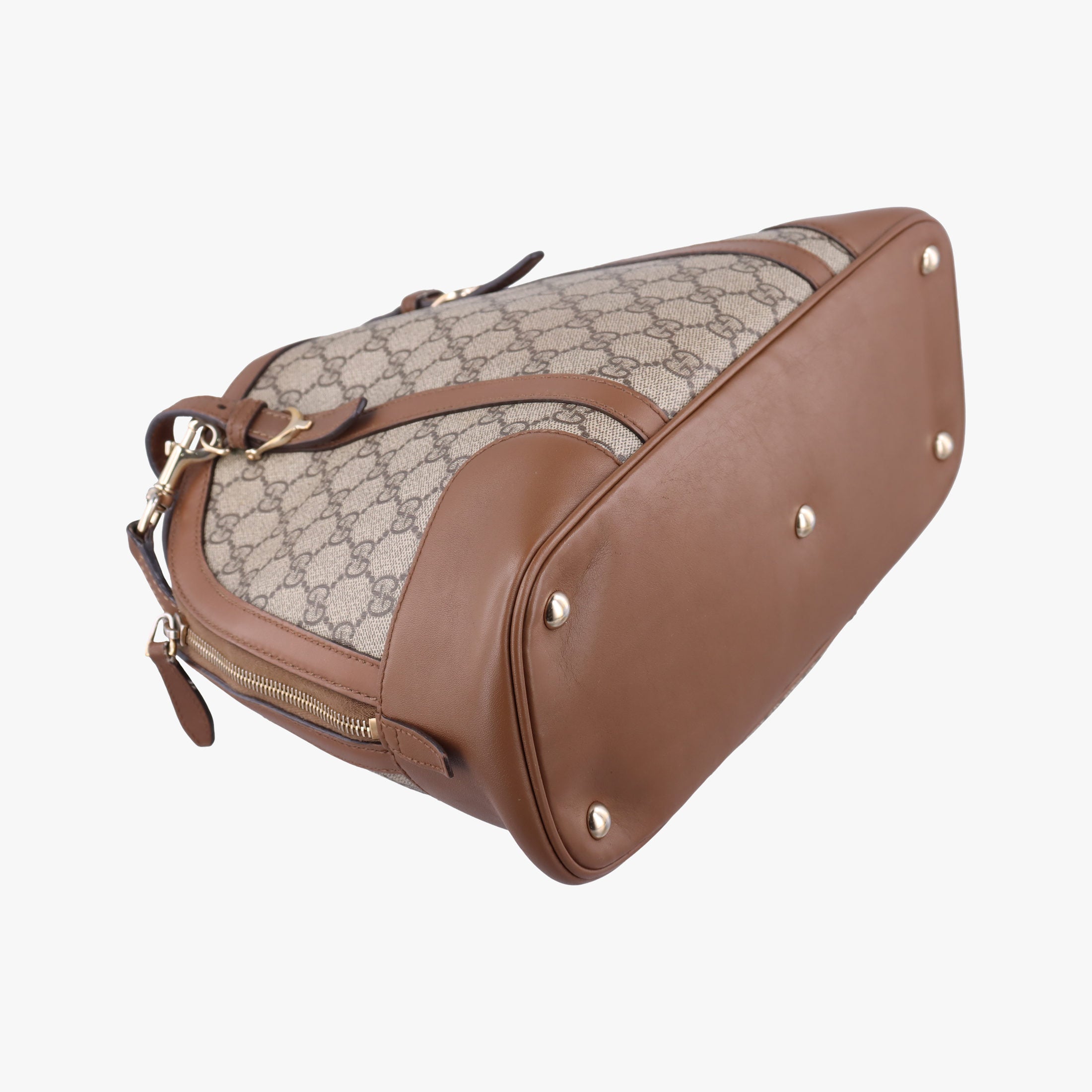 Vintage Gucci GG SUPREME DOME Brown PVC coated canvas×Leather 309617 shoulderbag | stylenewstar