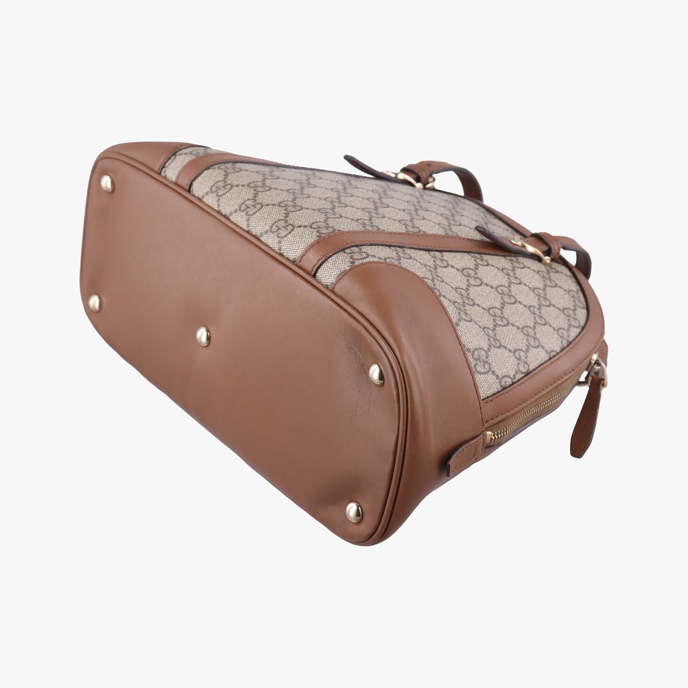 Vintage Gucci GG SUPREME DOME Brown PVC coated canvas×Leather 309617 shoulderbag | stylenewstar
