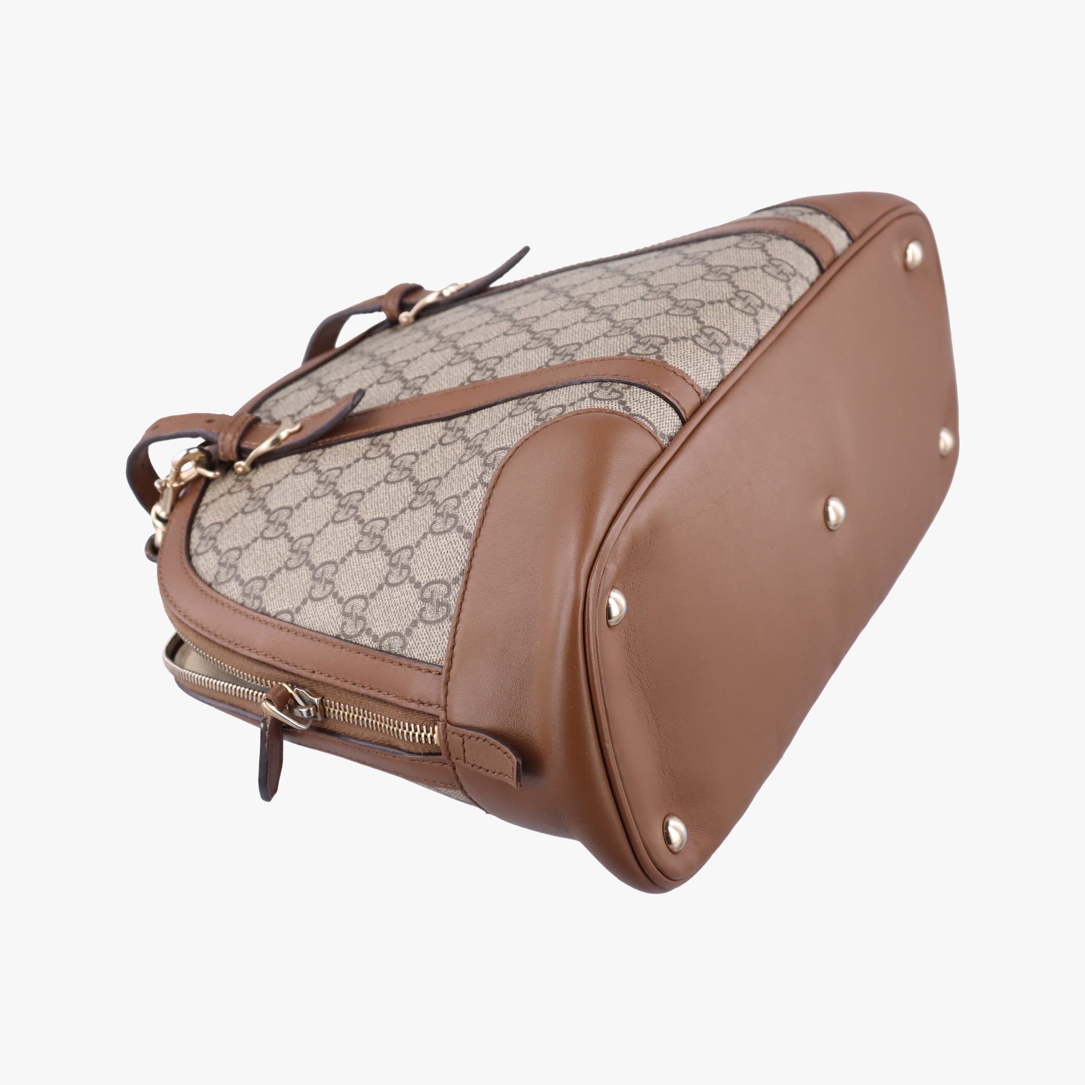 Vintage Gucci GG SUPREME DOME Brown PVC coated canvas×Leather 309617 shoulderbag | stylenewstar