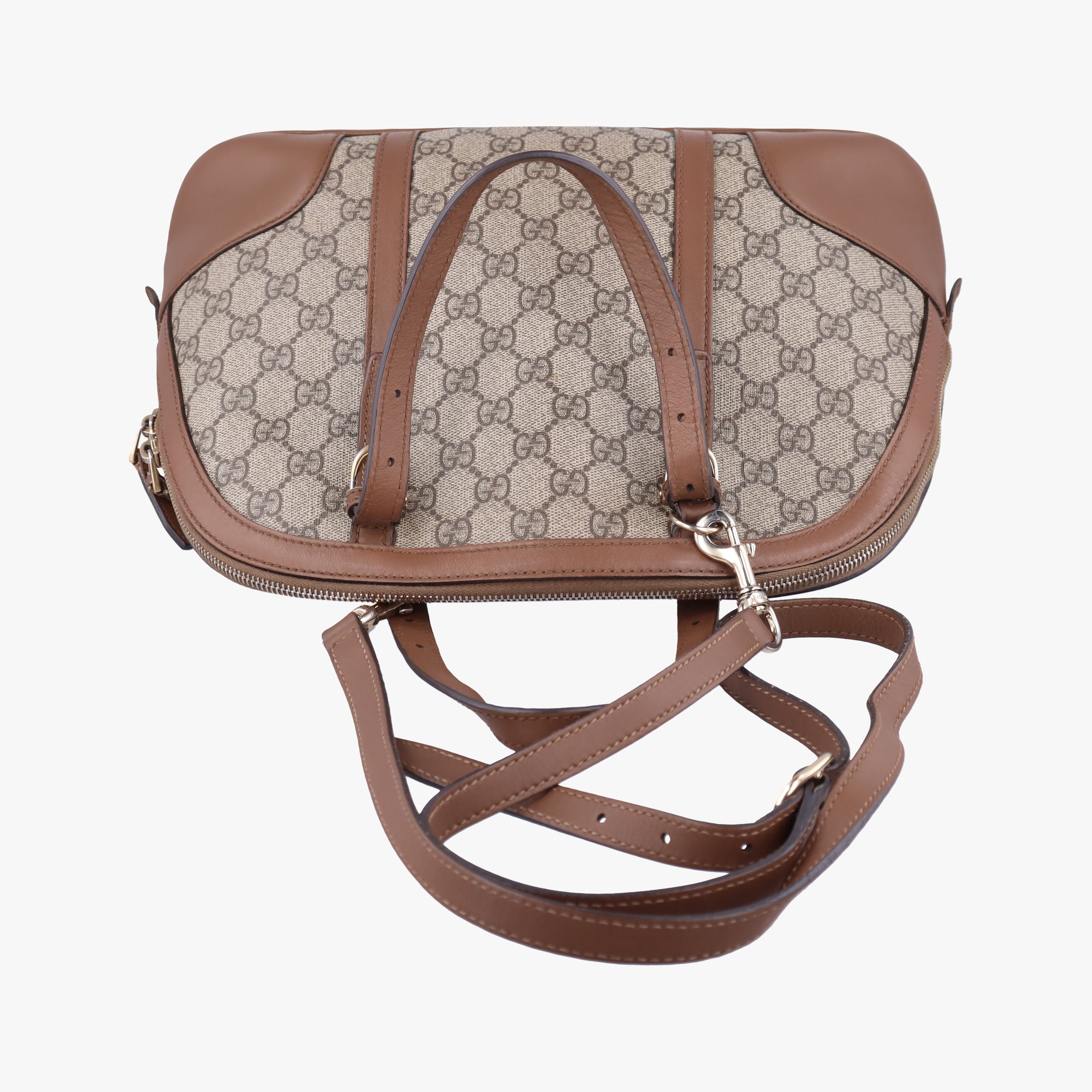 Vintage Gucci GG SUPREME DOME Brown PVC coated canvas×Leather 309617 shoulderbag | stylenewstar
