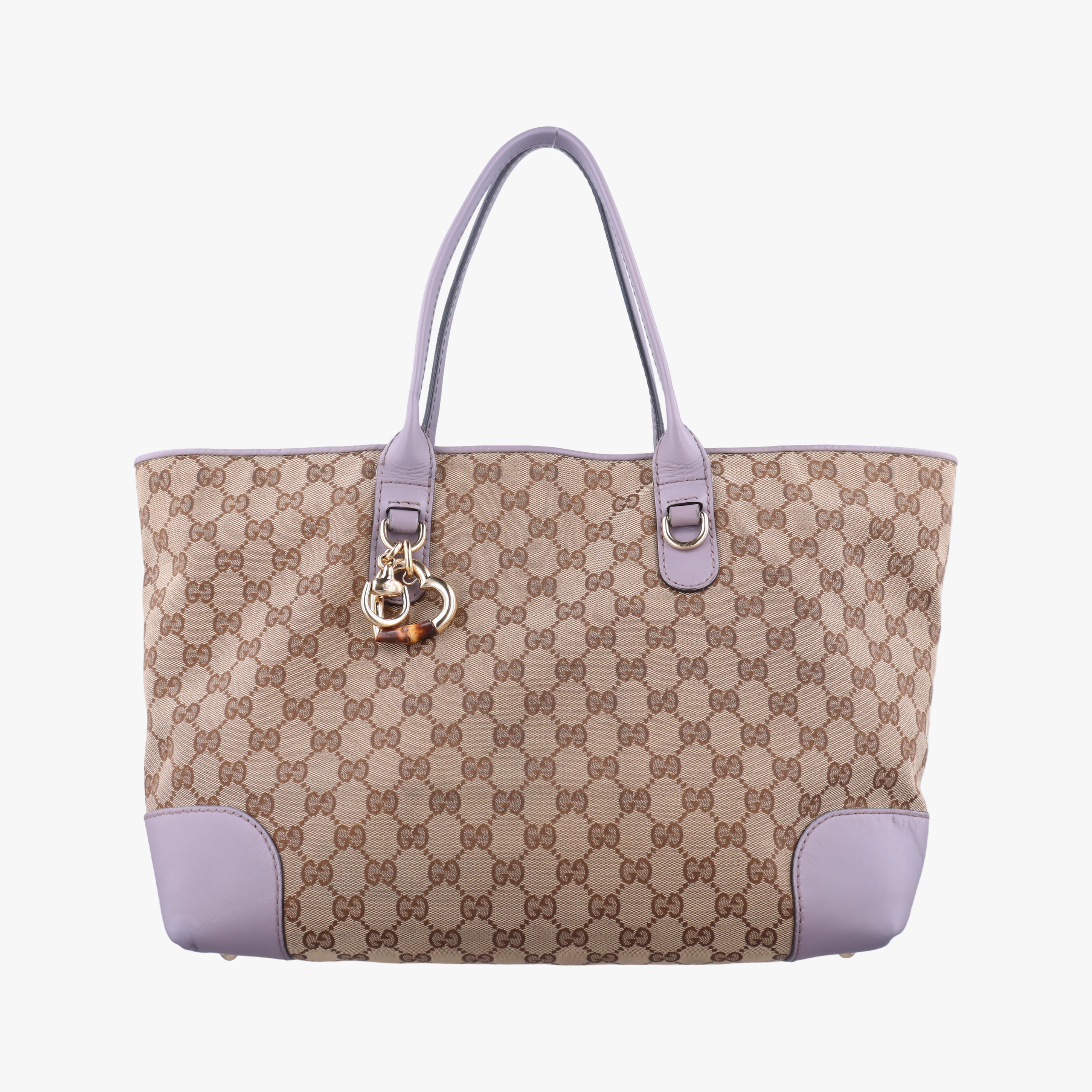 Pre-owned Gucci Heart Bit charm Beige x Purple canvas×leather 269956 handbag | stylenewstar