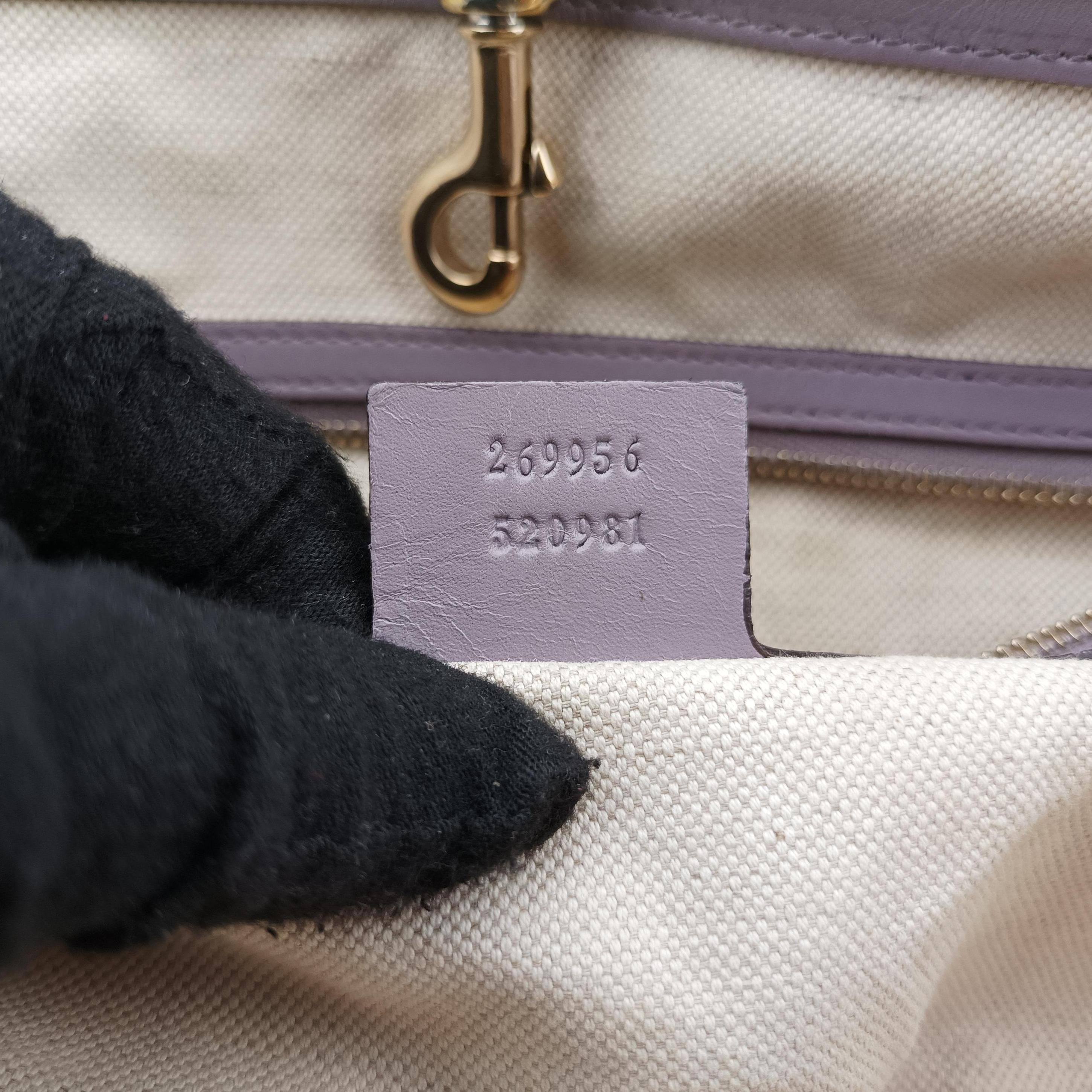 Pre-owned Gucci Heart Bit charm Beige x Purple canvas×leather 269956 handbag | stylenewstar