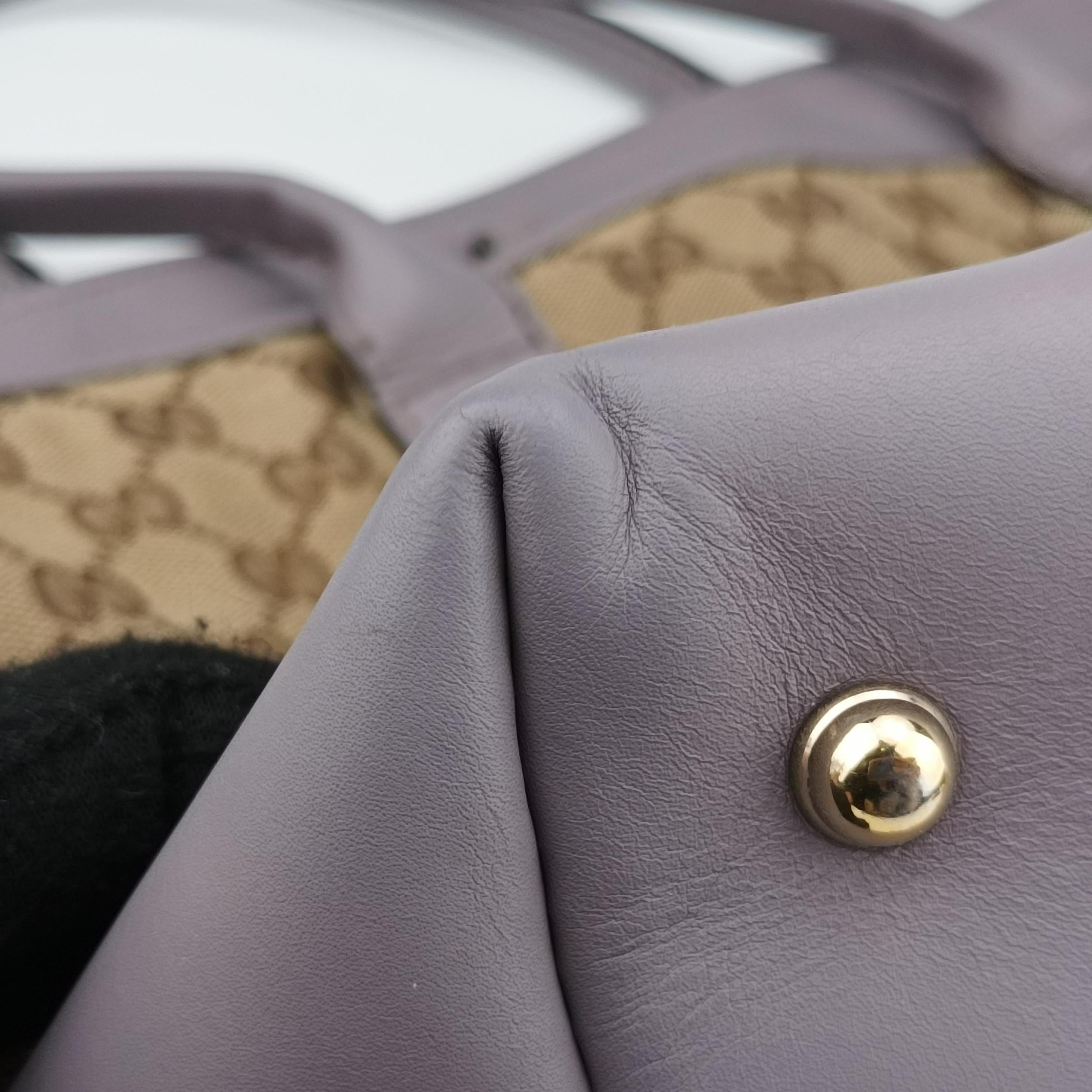 Pre-owned Gucci Heart Bit charm Beige x Purple canvas×leather 269956 handbag | stylenewstar