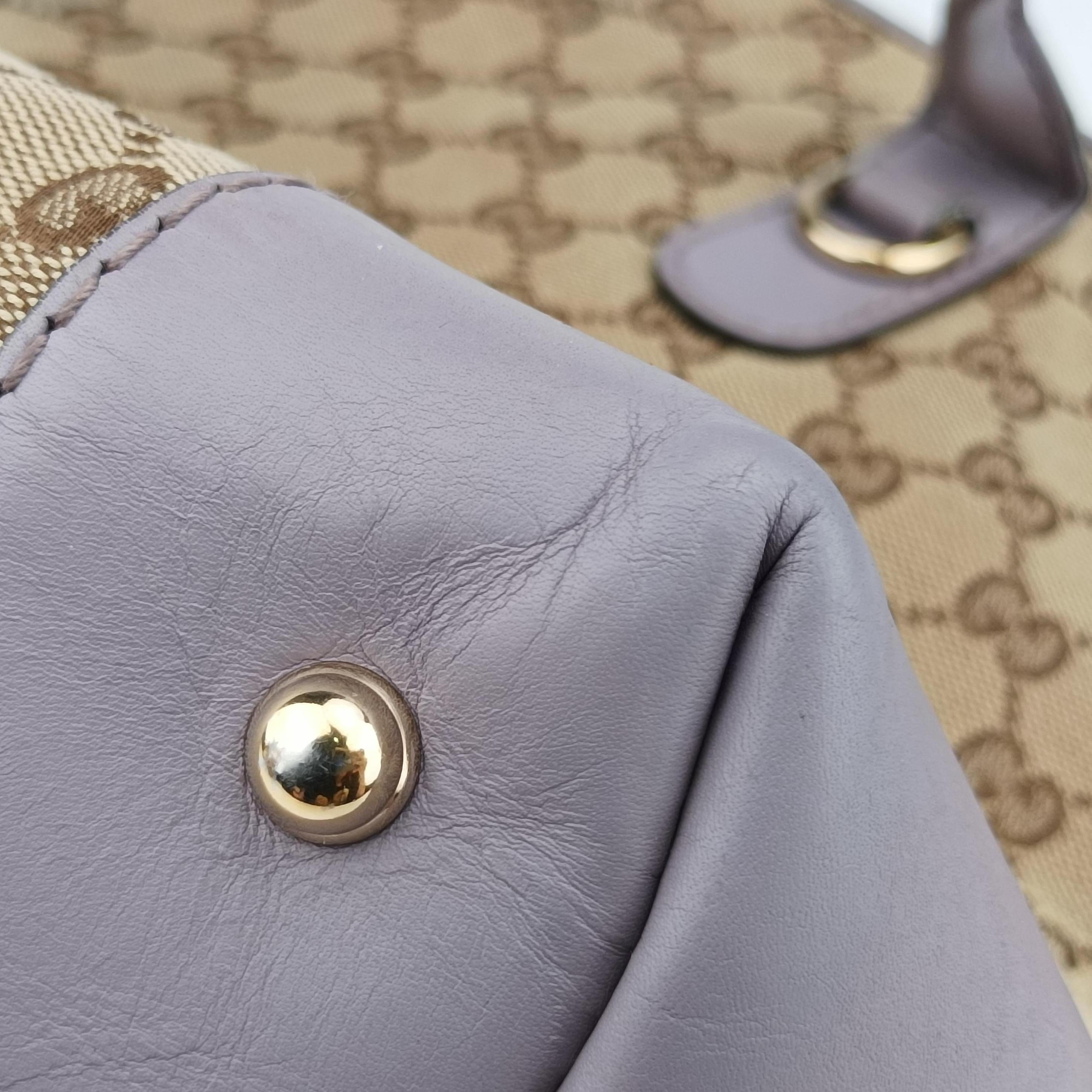 Pre-owned Gucci Heart Bit charm Beige x Purple canvas×leather 269956 handbag | stylenewstar
