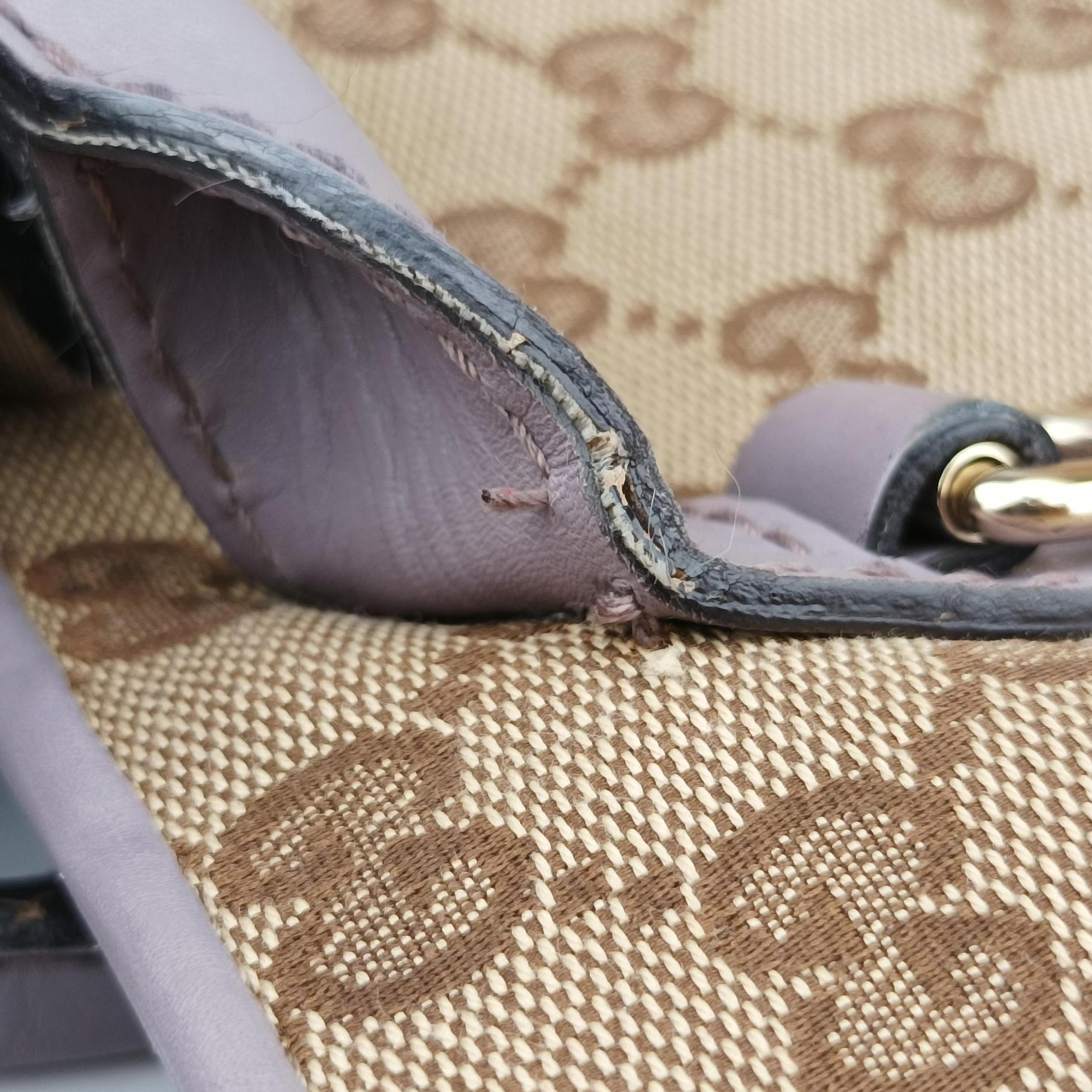 Pre-owned Gucci Heart Bit charm Beige x Purple canvas×leather 269956 handbag | stylenewstar