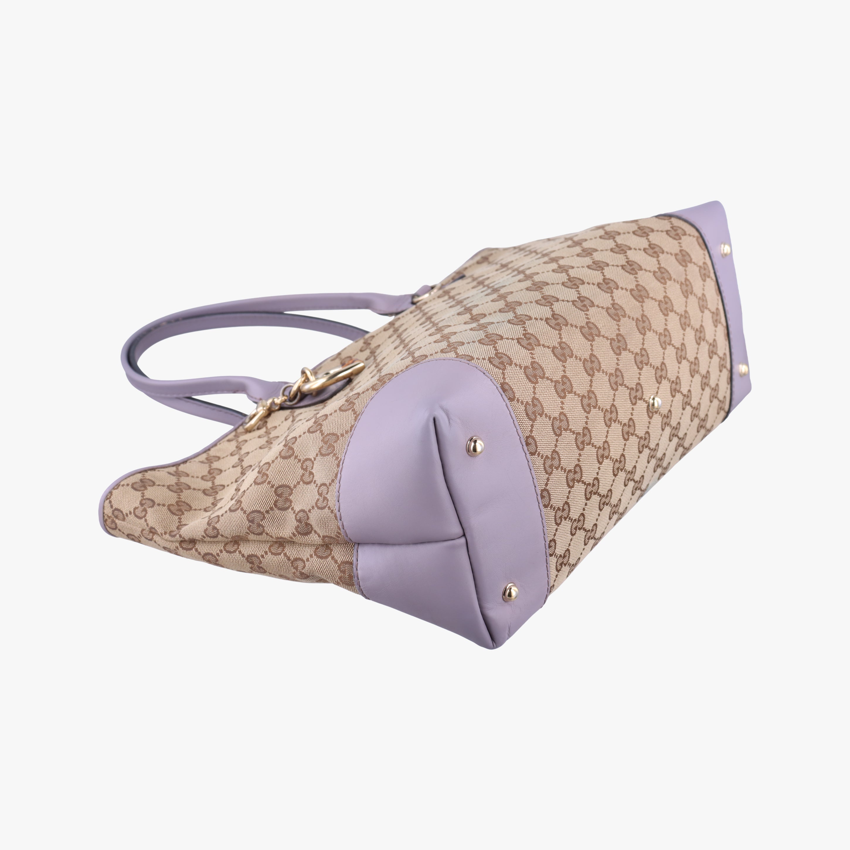 Pre-owned Gucci Heart Bit charm Beige x Purple canvas×leather 269956 handbag | stylenewstar