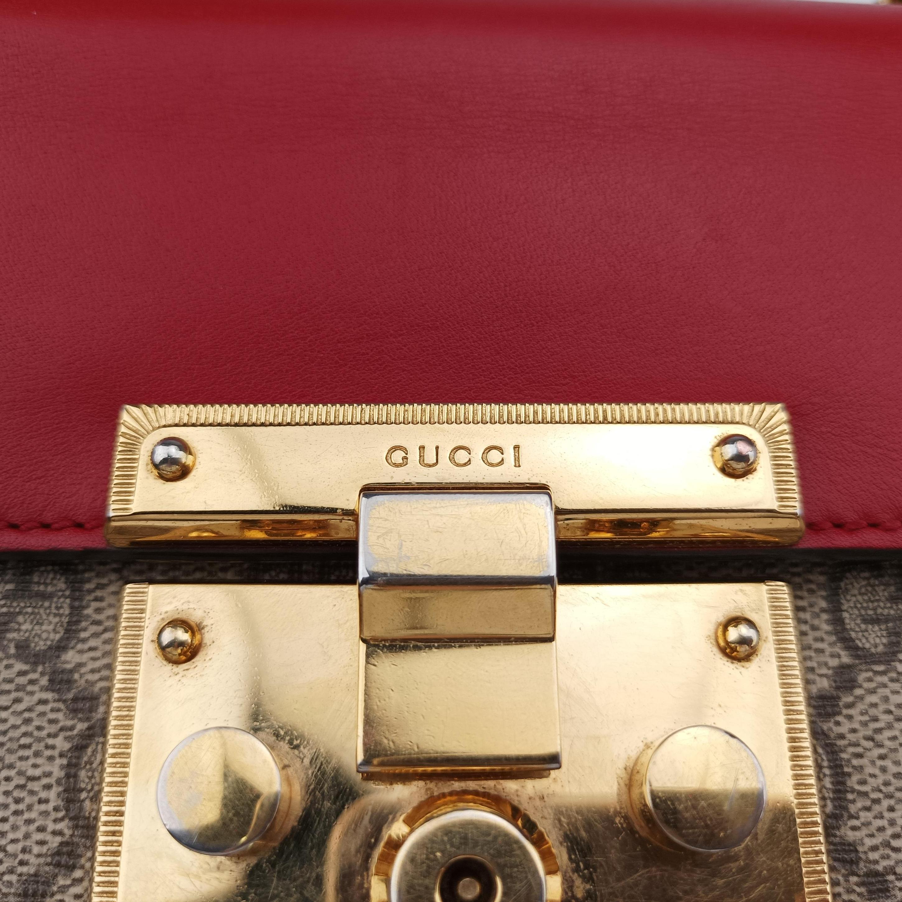 Pre-owned Gucci Padlock Beige×red×pink PVC coated canvas×leather 409487 shoulderbag | stylenewstar