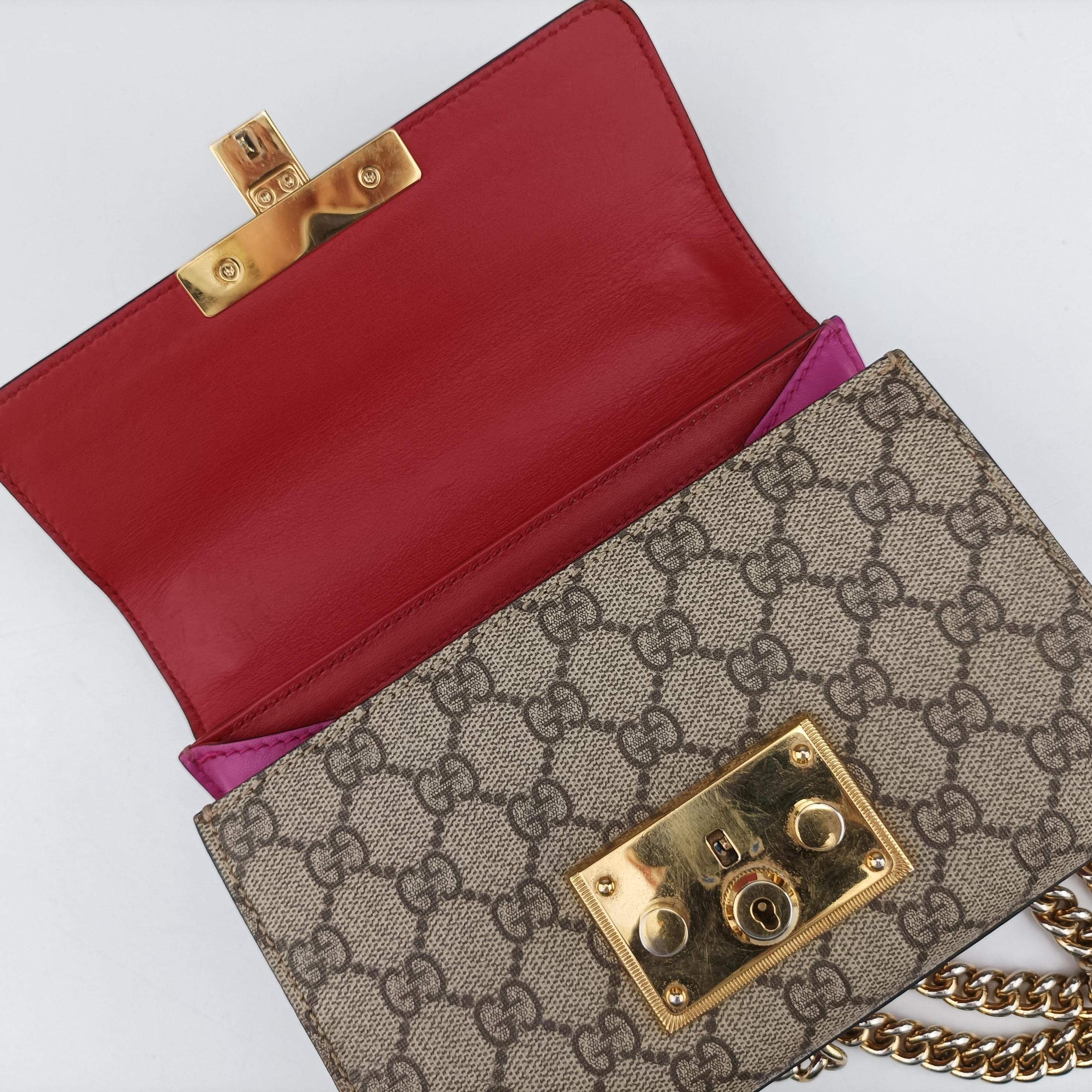 Pre-owned Gucci Padlock Beige×red×pink PVC coated canvas×leather 409487 shoulderbag | stylenewstar