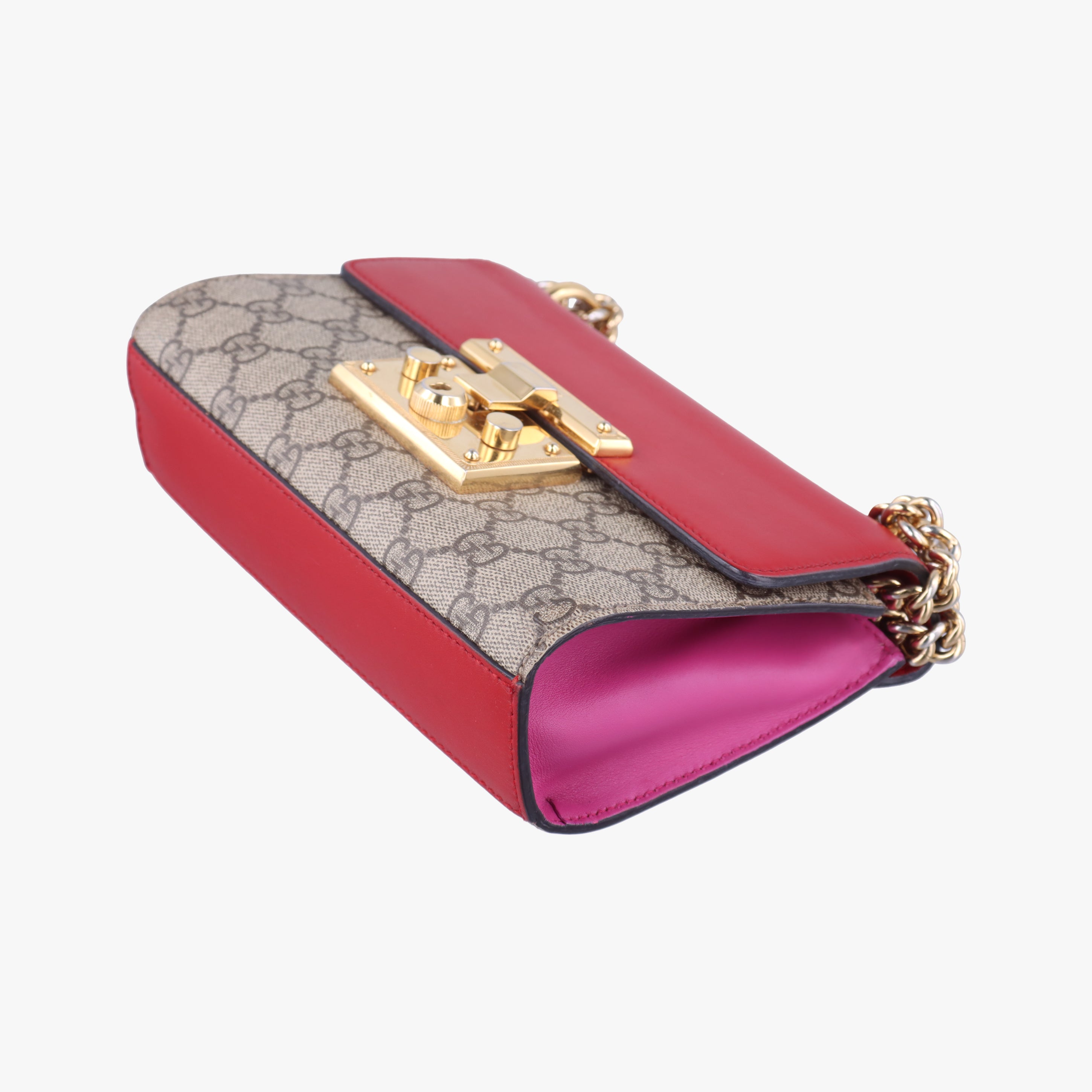 Pre-owned Gucci Padlock Beige×red×pink PVC coated canvas×leather 409487 shoulderbag | stylenewstar