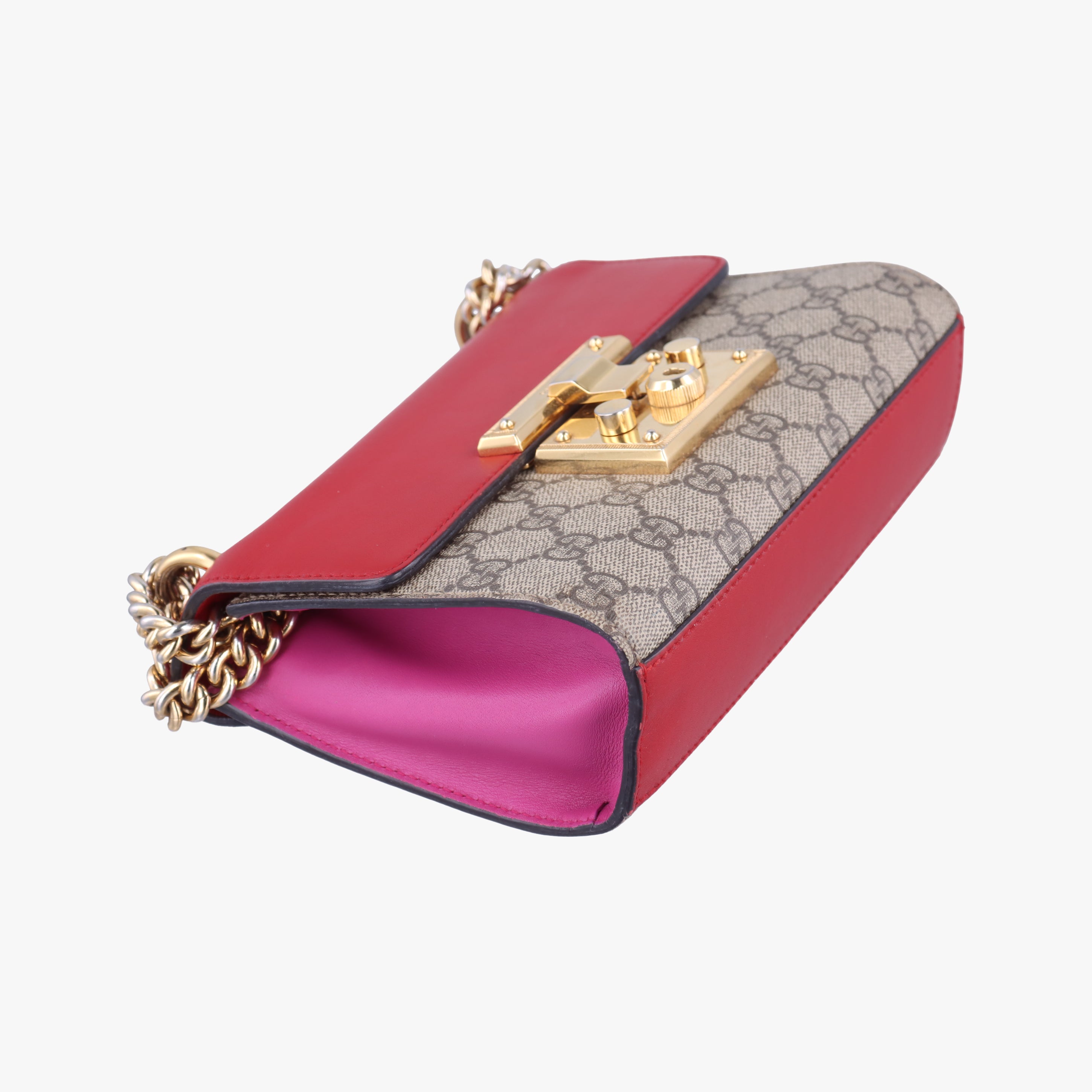 Pre-owned Gucci Padlock Beige×red×pink PVC coated canvas×leather 409487 shoulderbag | stylenewstar