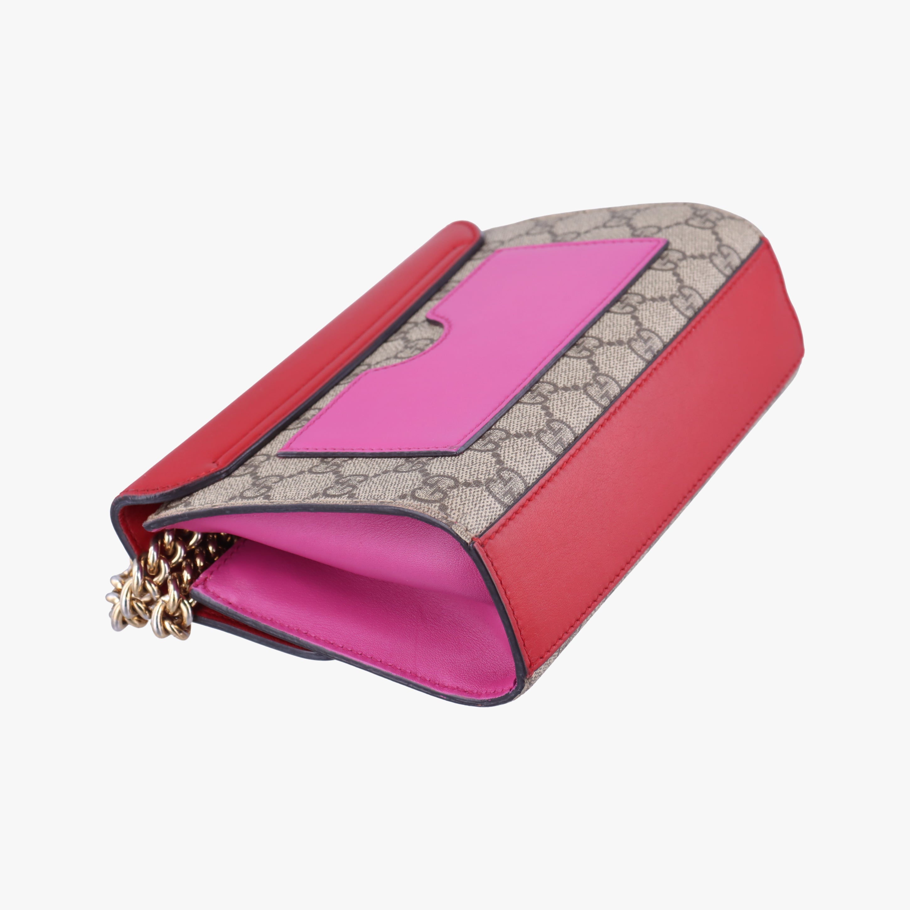 Pre-owned Gucci Padlock Beige×red×pink PVC coated canvas×leather 409487 shoulderbag | stylenewstar
