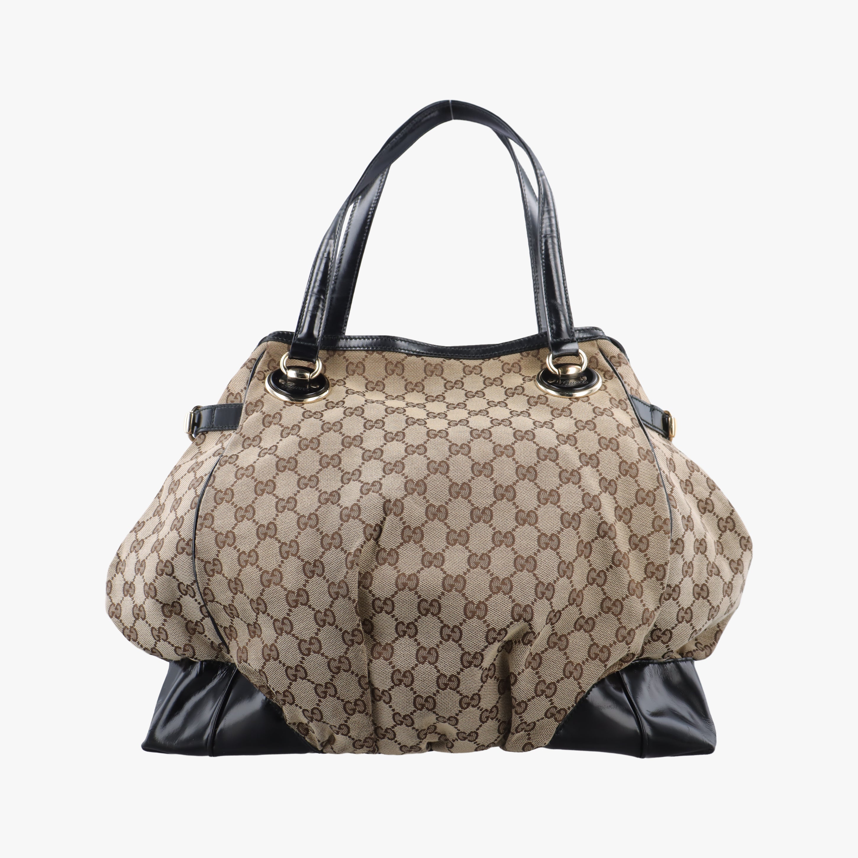 Pre-owned Gucci GG canvas beige×black Canvas 203528 handbag | stylenewstar