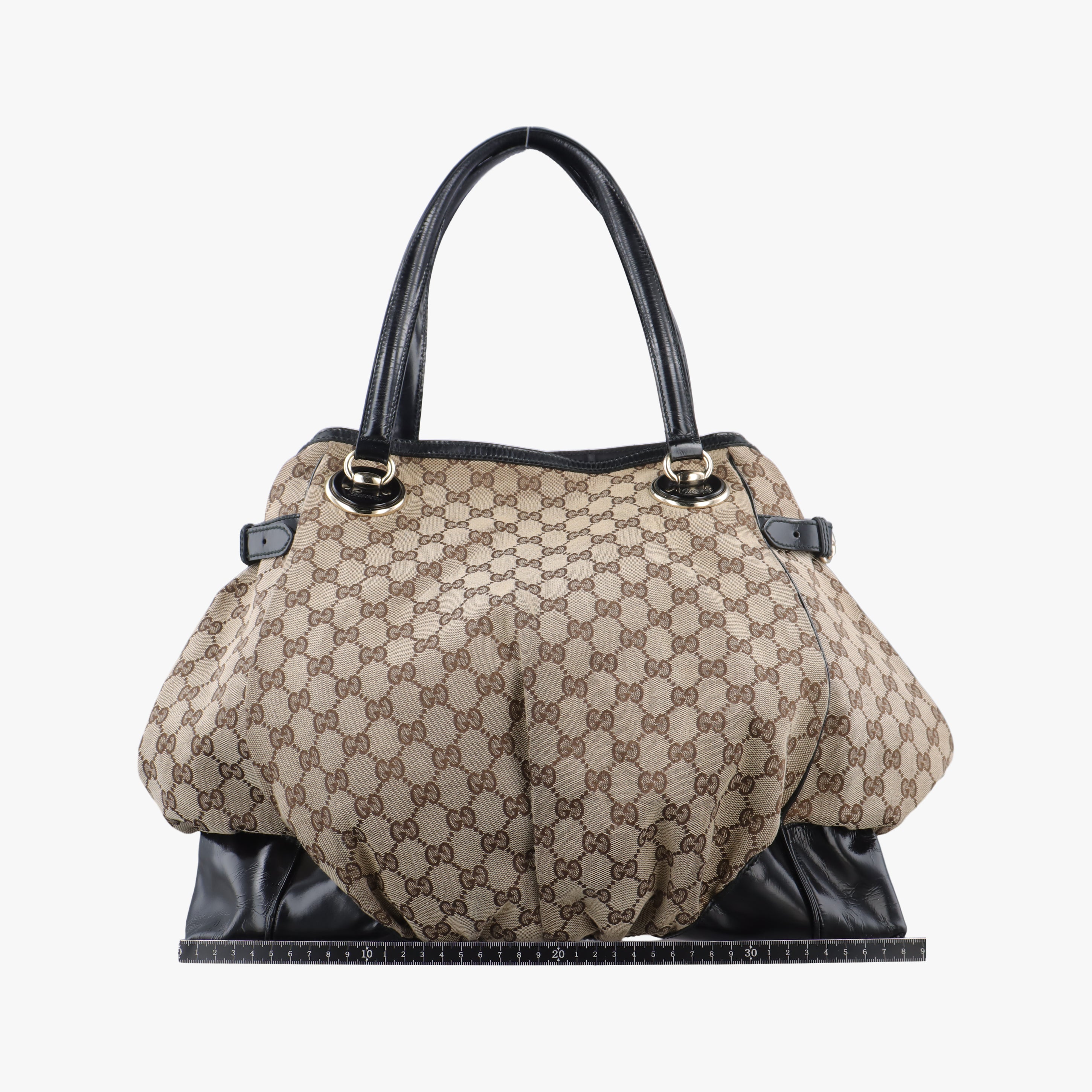 Pre-owned Gucci GG canvas beige×black Canvas 203528 handbag | stylenewstar