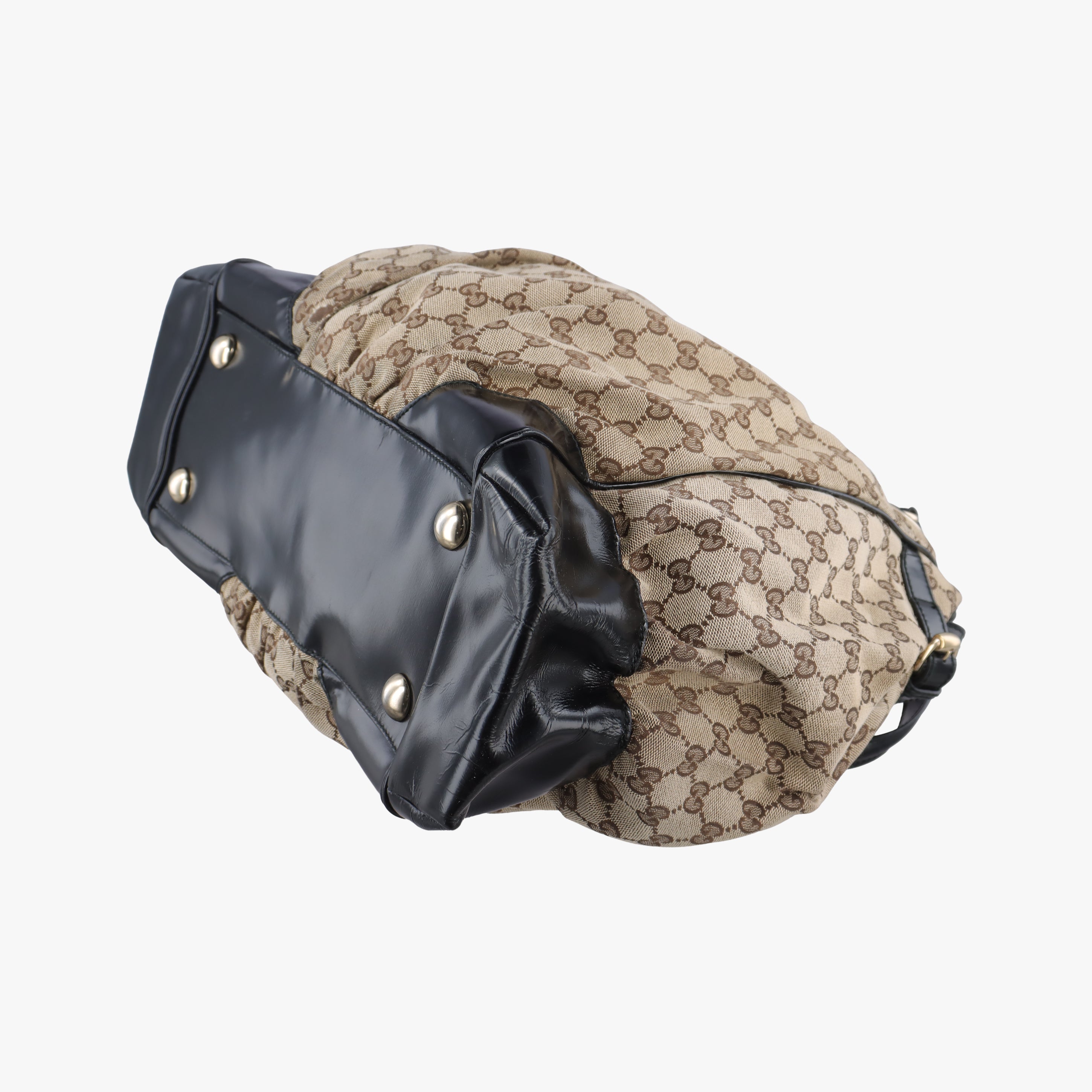 Pre-owned Gucci GG canvas beige×black Canvas 203528 handbag | stylenewstar