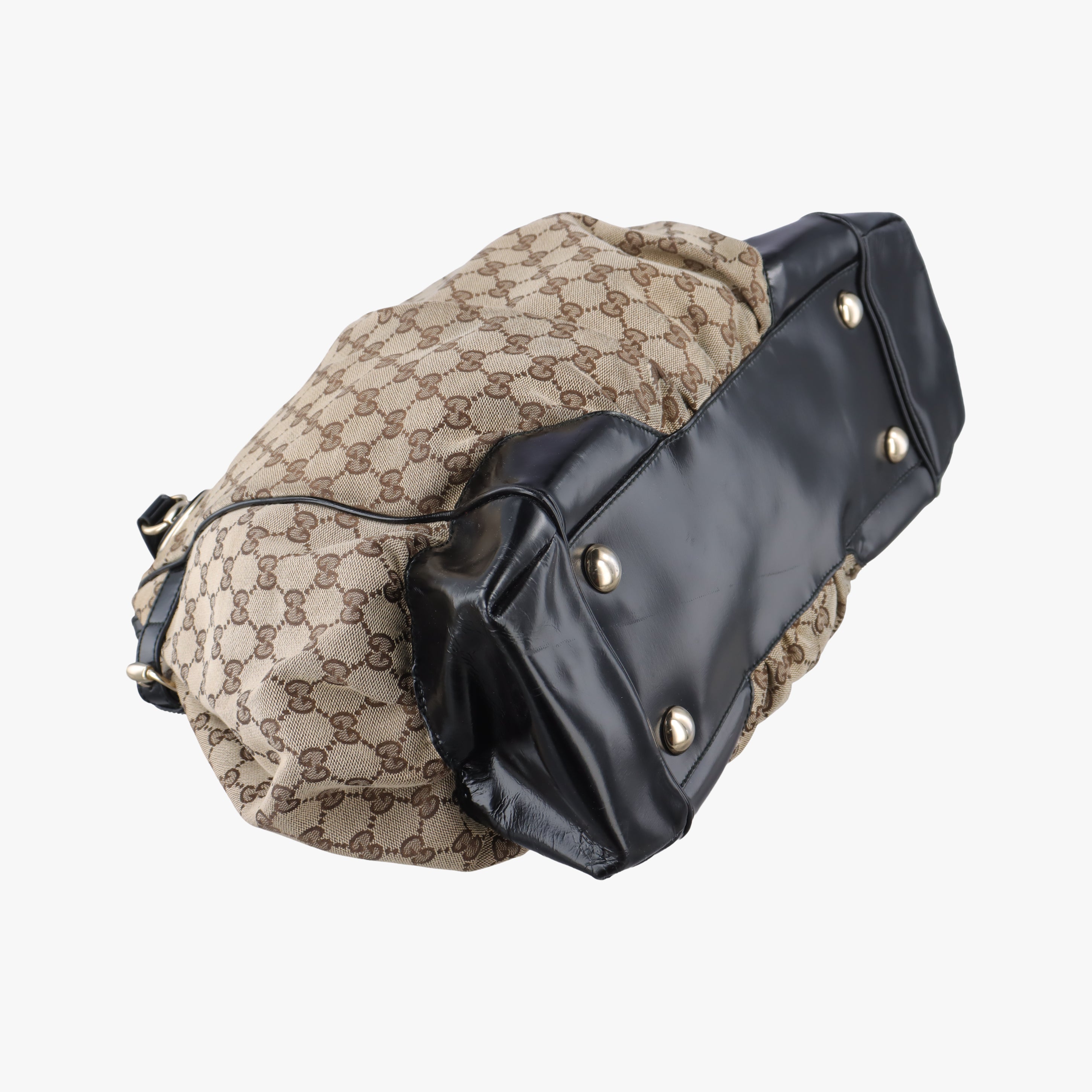 Pre-owned Gucci GG canvas beige×black Canvas 203528 handbag | stylenewstar