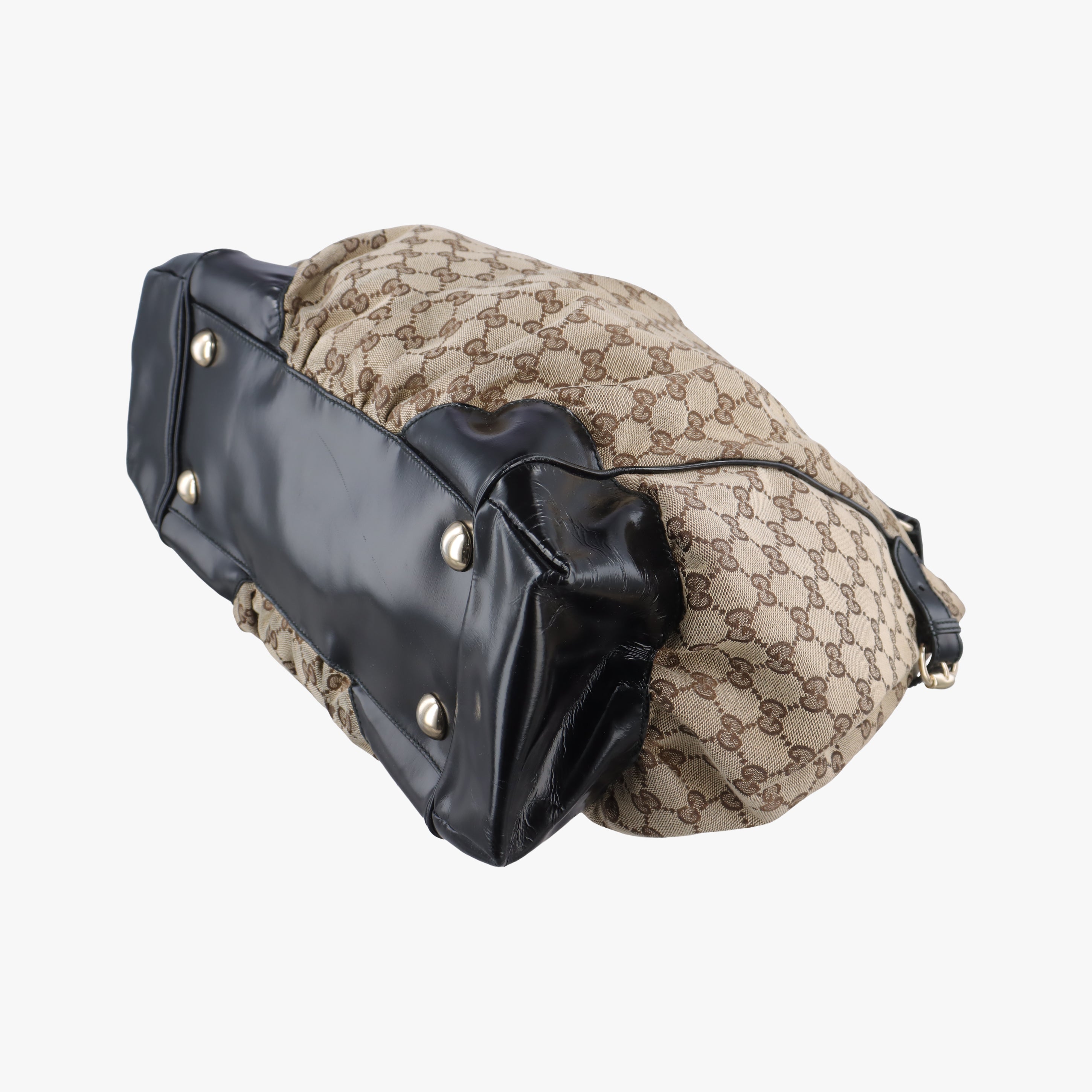 Pre-owned Gucci GG canvas beige×black Canvas 203528 handbag | stylenewstar