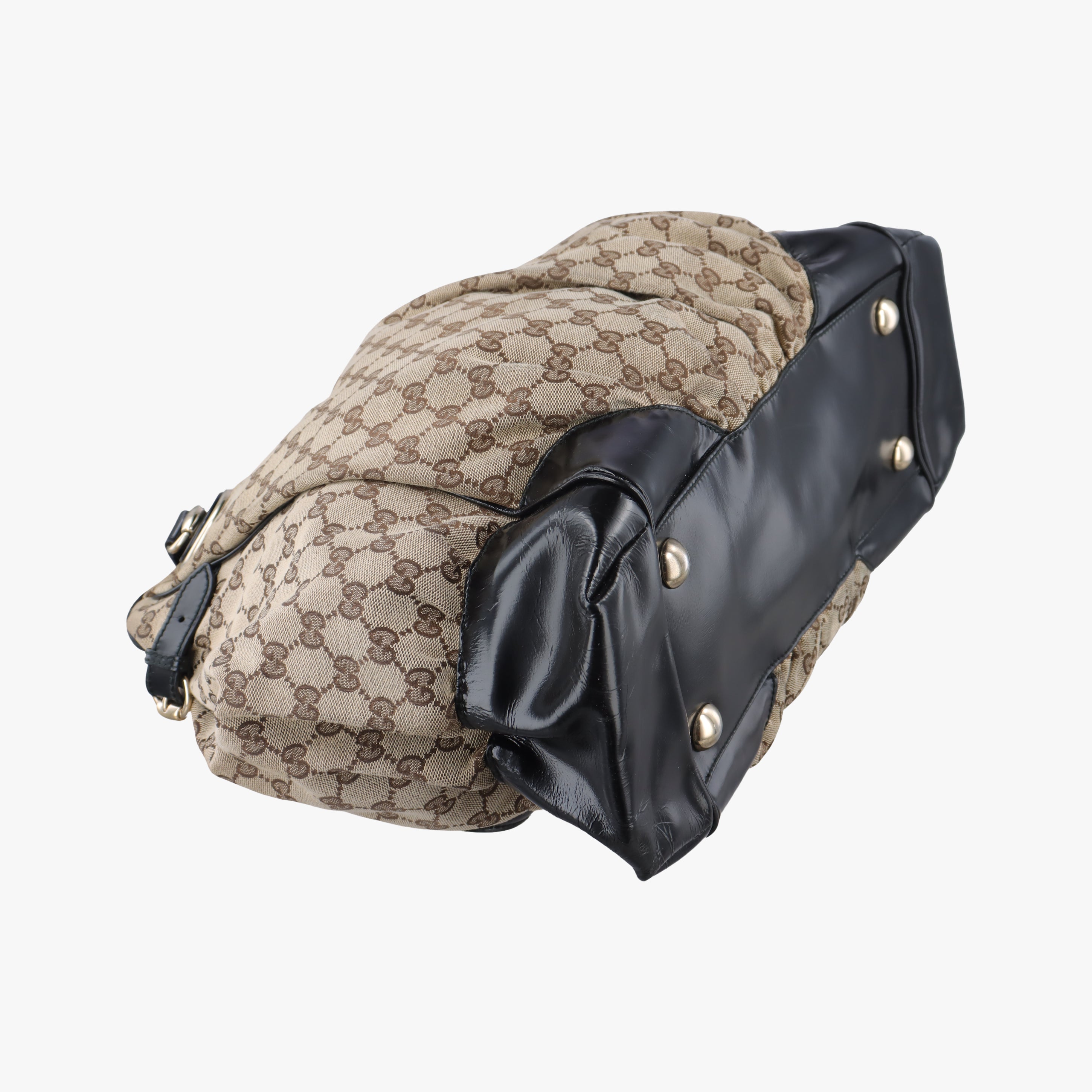 Pre-owned Gucci GG canvas beige×black Canvas 203528 handbag | stylenewstar